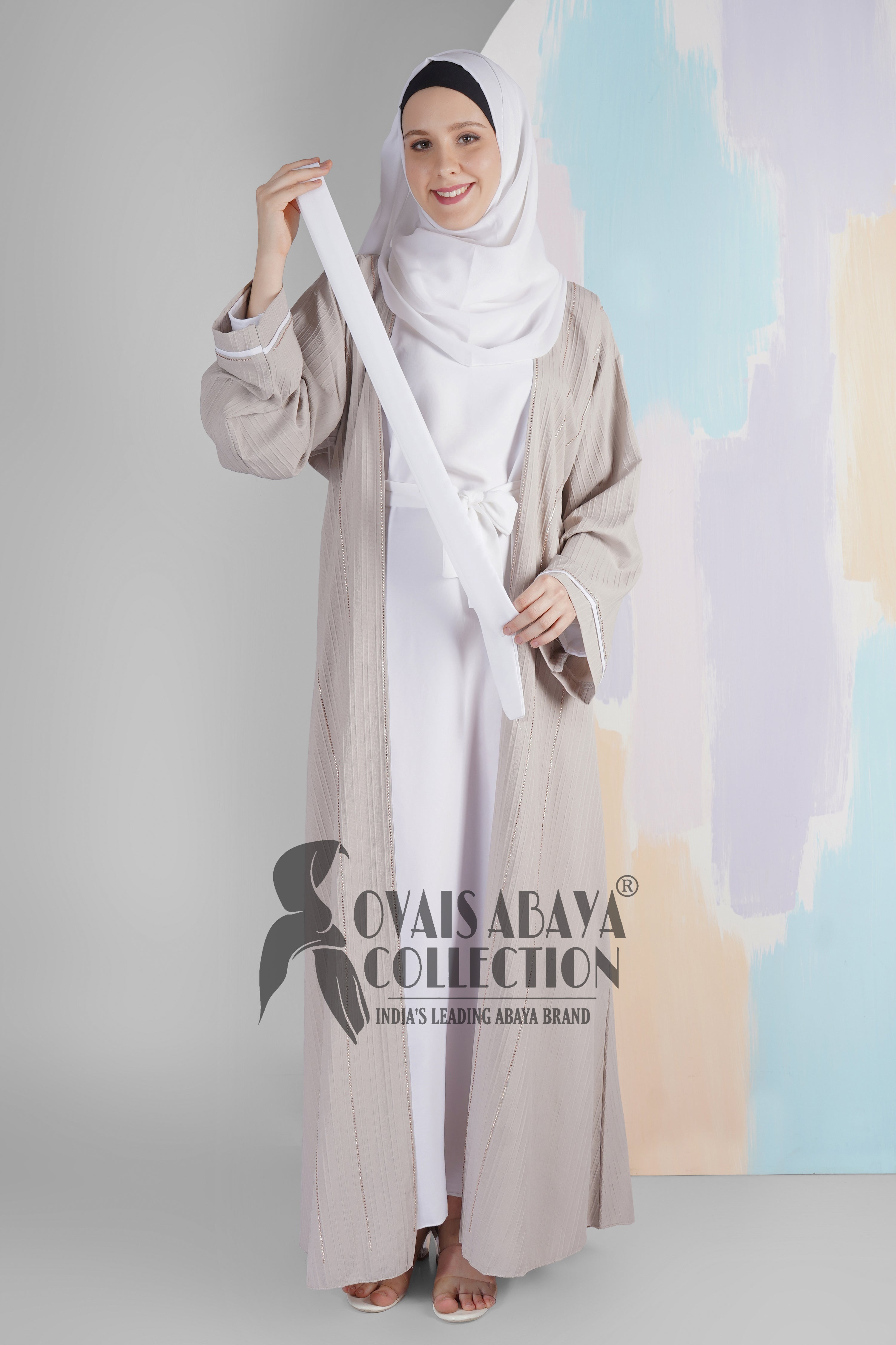 HAYA SugerCan Double Shrug Abaya NUDE( IMPORTED COLLECTION )