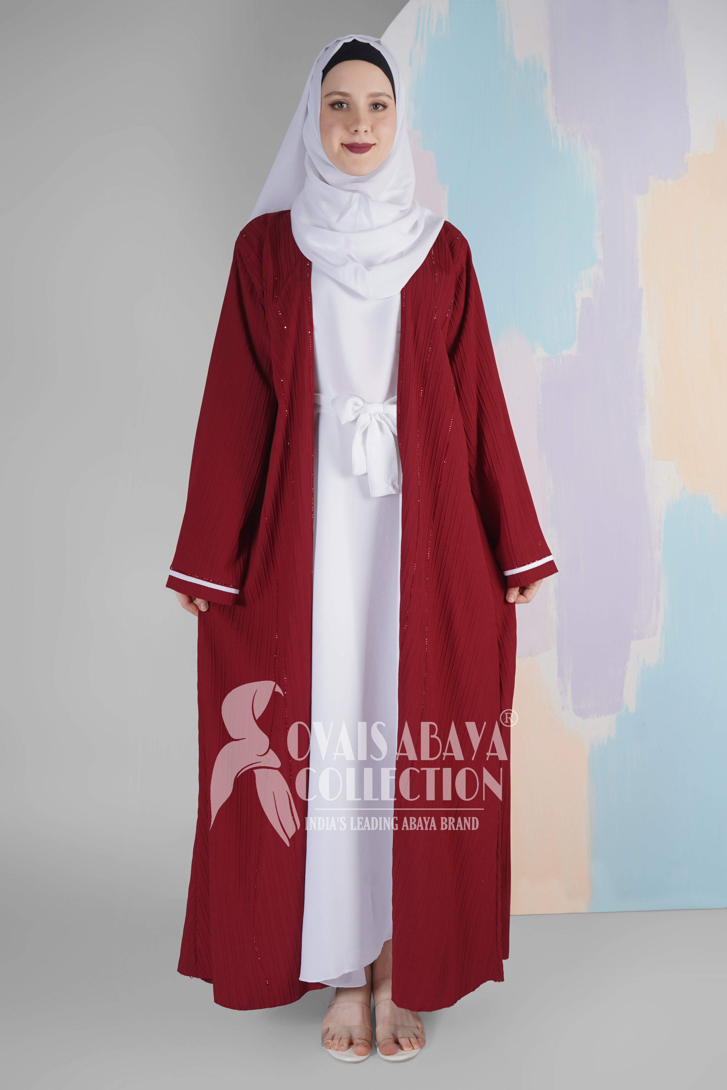 HAYA SugerCan Double Shrug Abaya RED ( IMPORTED COLLECTION )