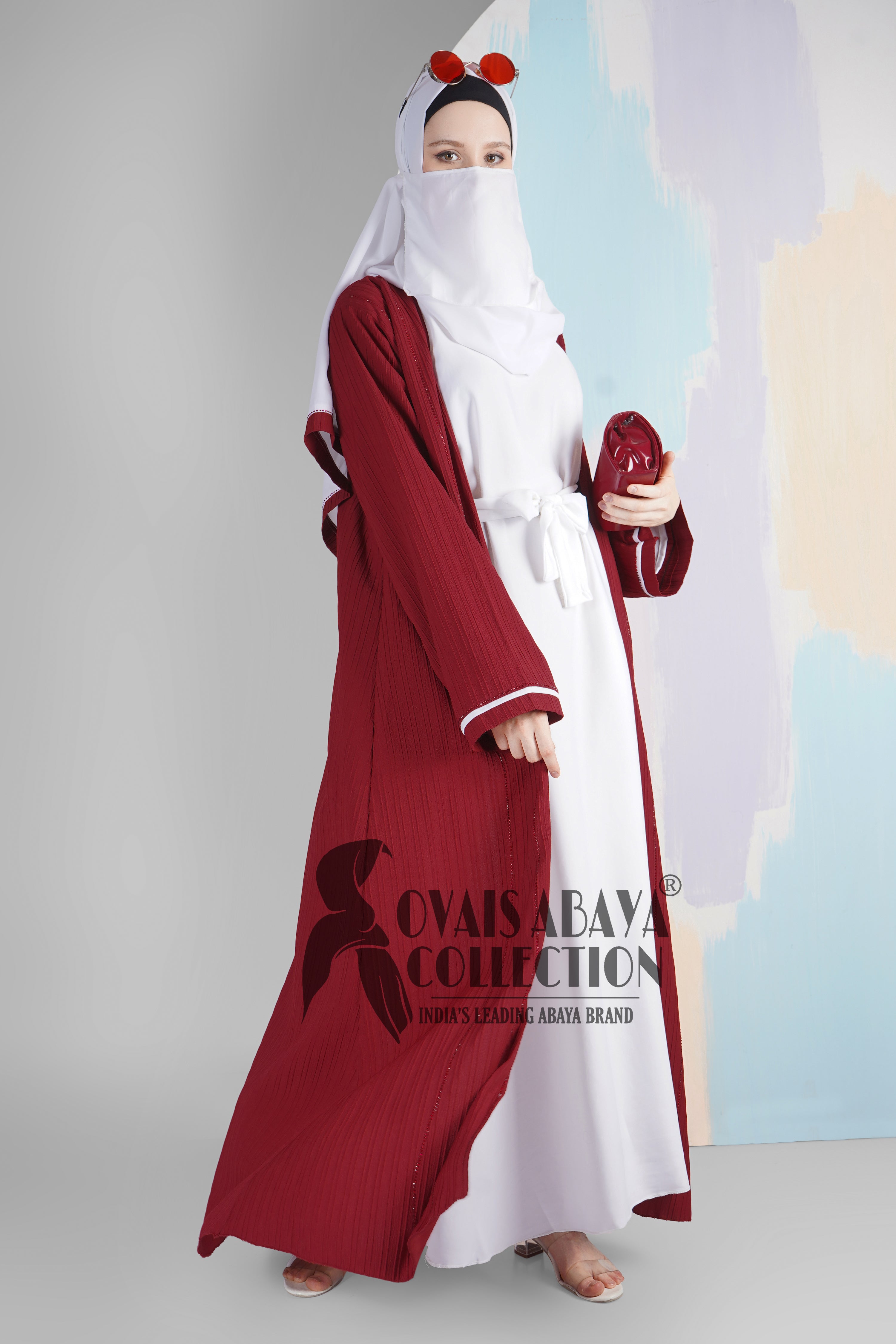 HAYA SugerCan Double Shrug Abaya RED ( IMPORTED COLLECTION )