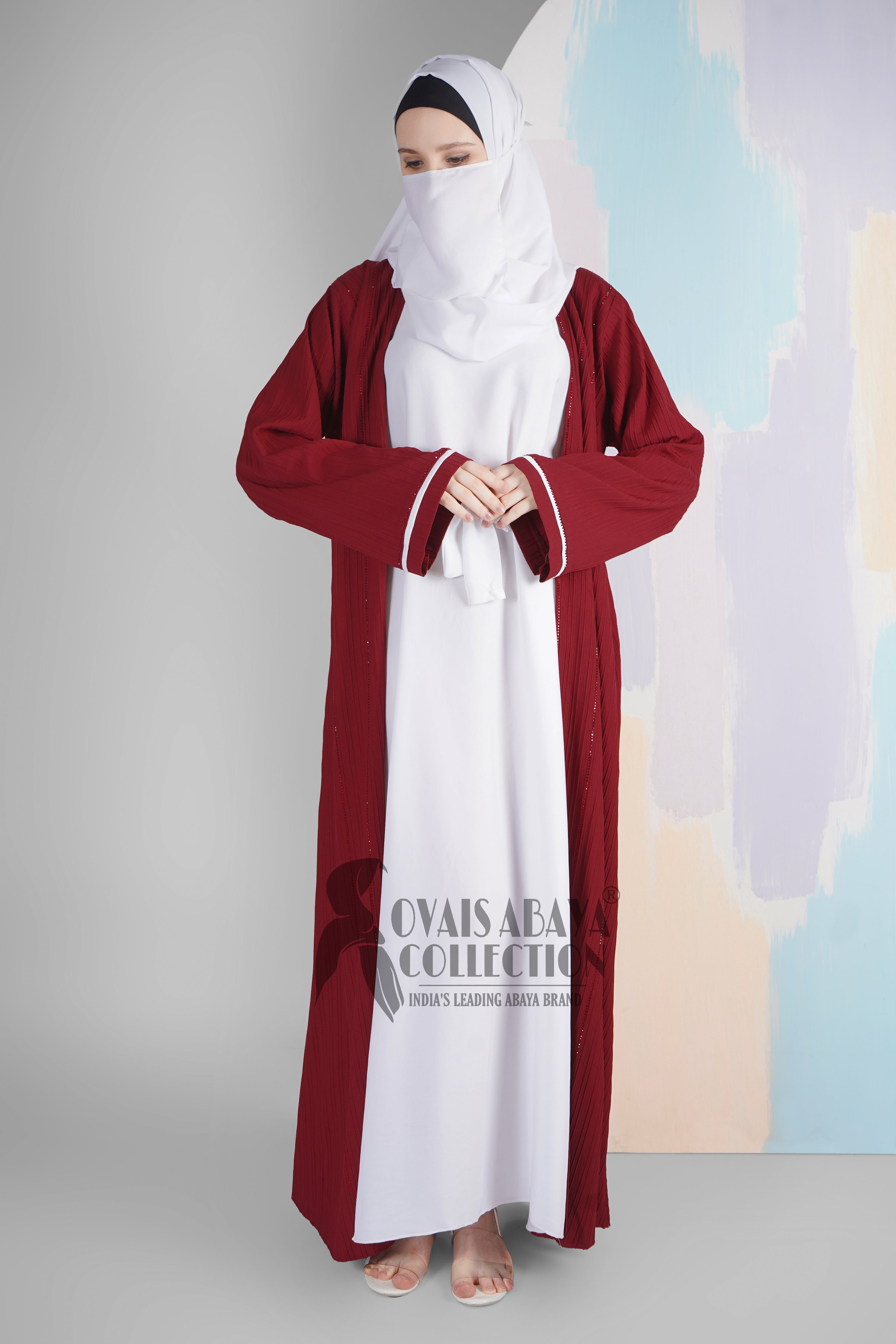 HAYA SugerCan Double Shrug Abaya RED ( IMPORTED COLLECTION )