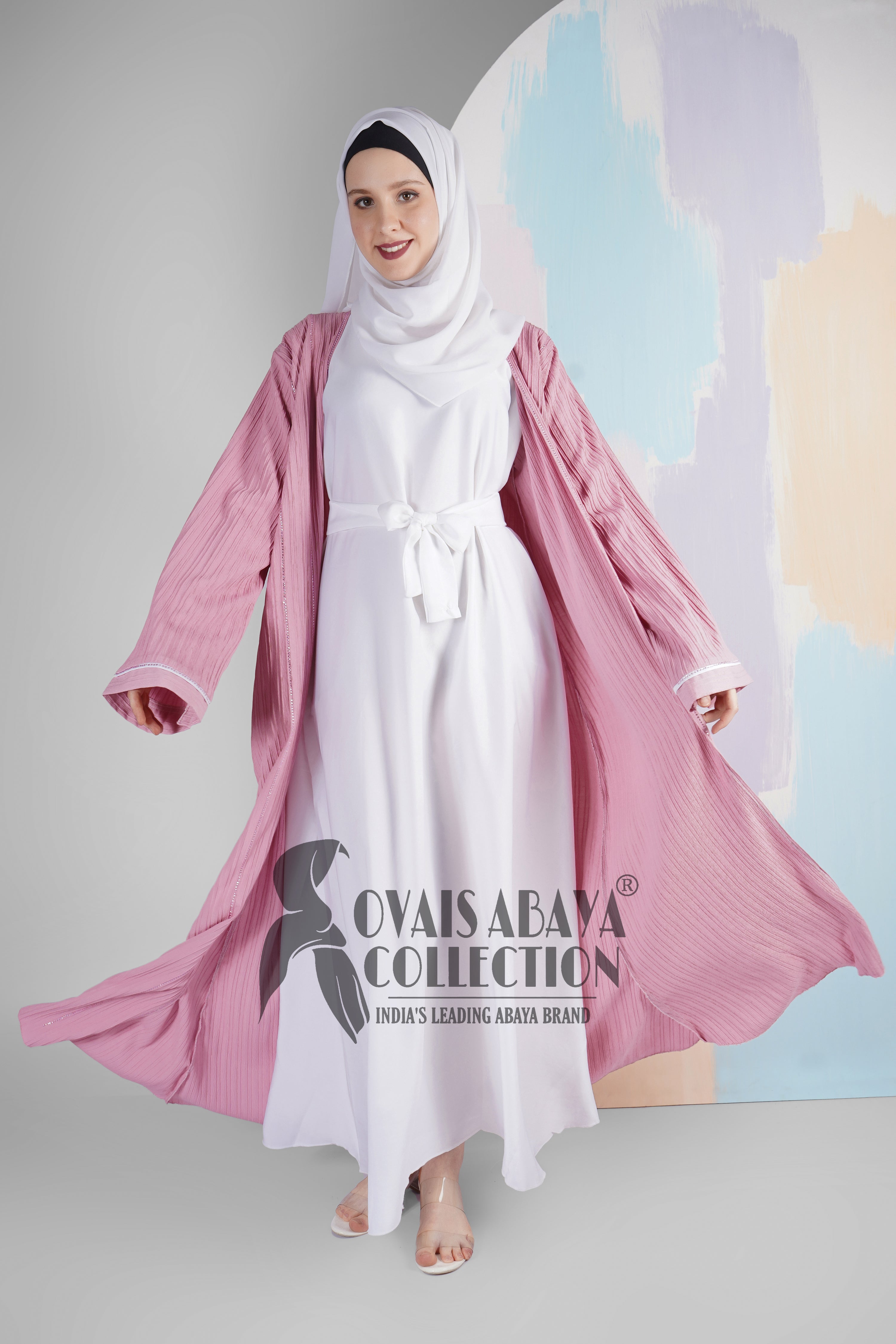 HAYA SugerCan Double Shrug Abaya PINK ( IMPORTED COLLECTION )