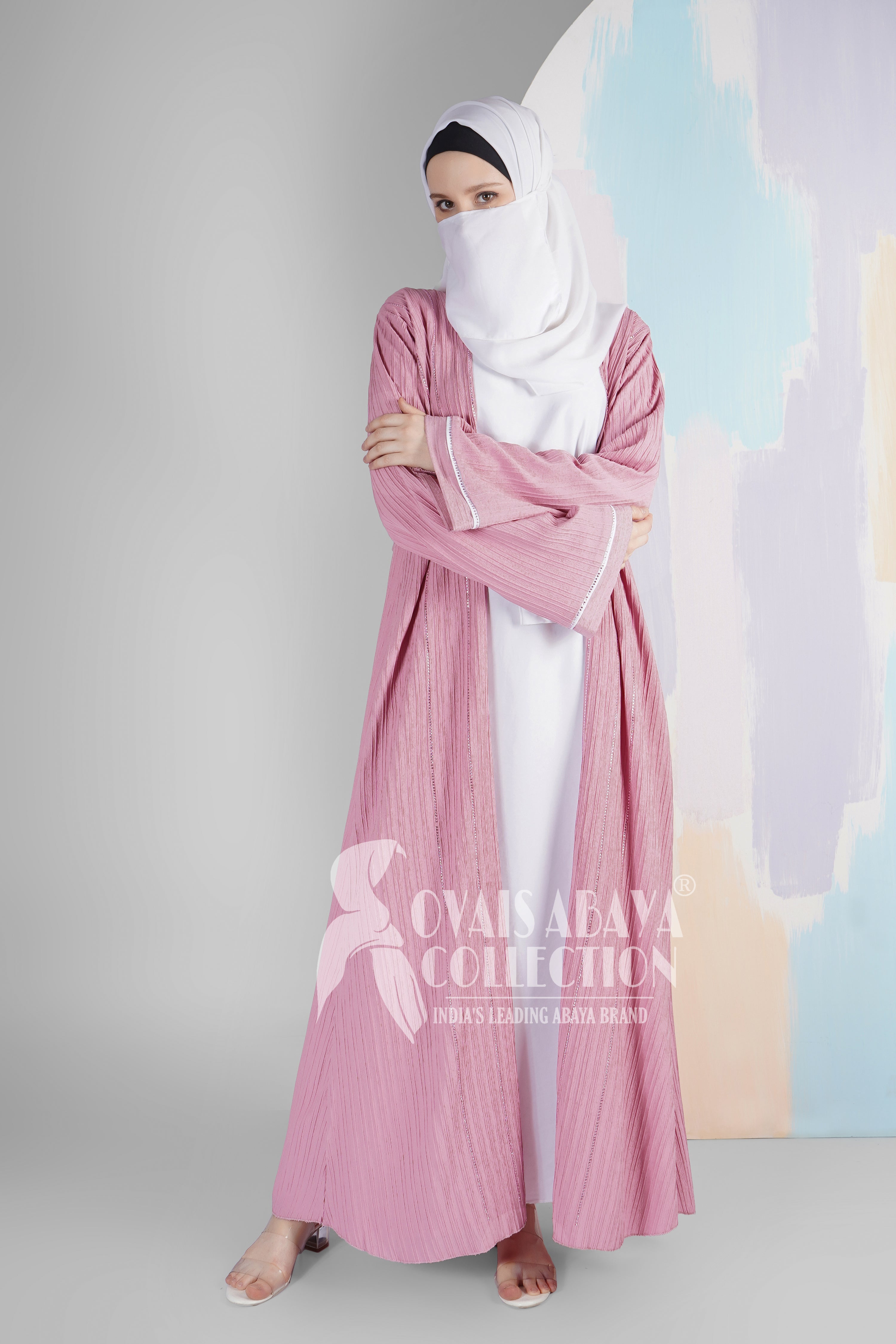 HAYA SugerCan Double Shrug Abaya PINK ( IMPORTED COLLECTION )