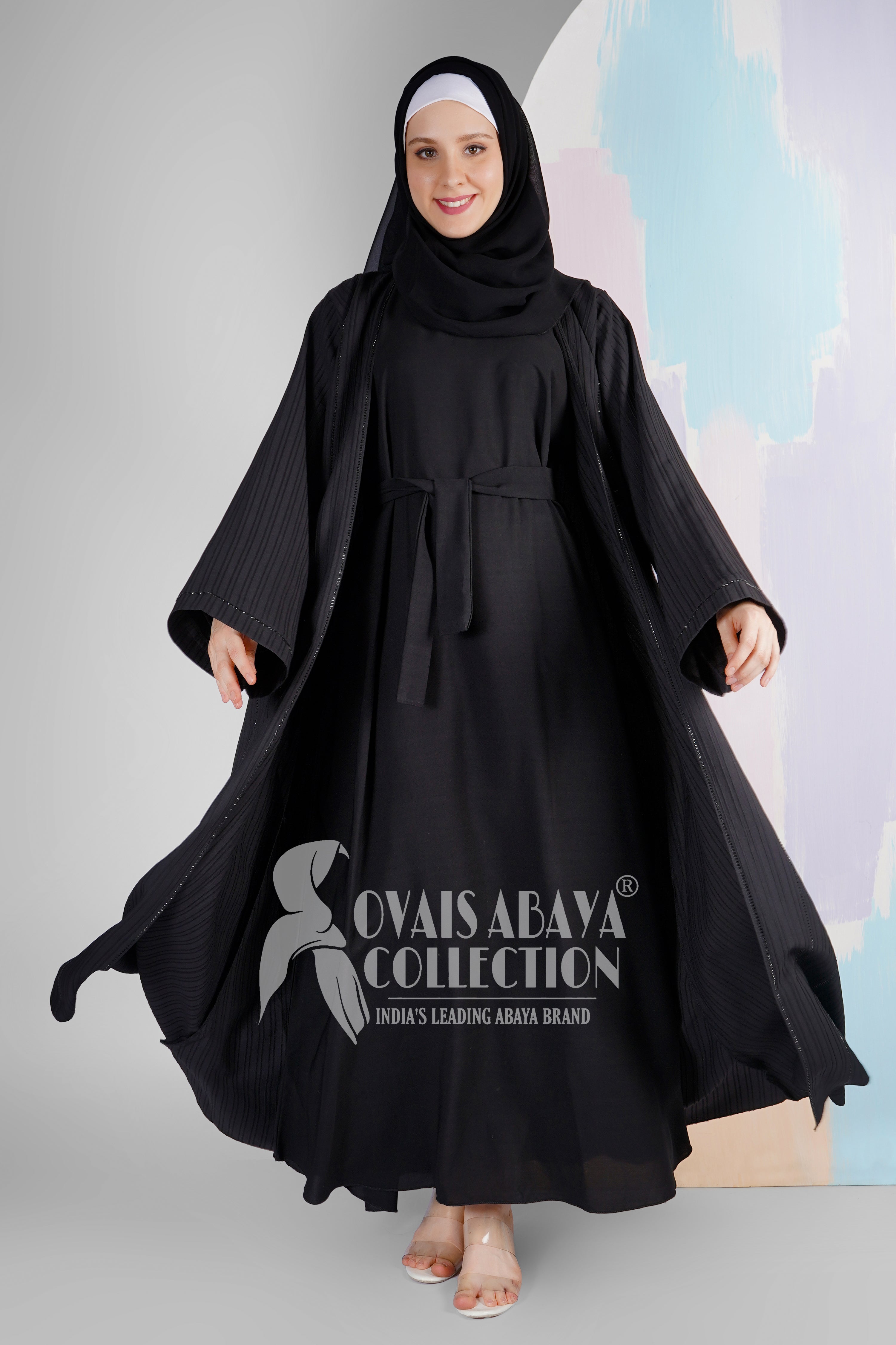 HAYA SugerCan Double Shrug Abaya BLACK ( IMPORTED COLLECTION )