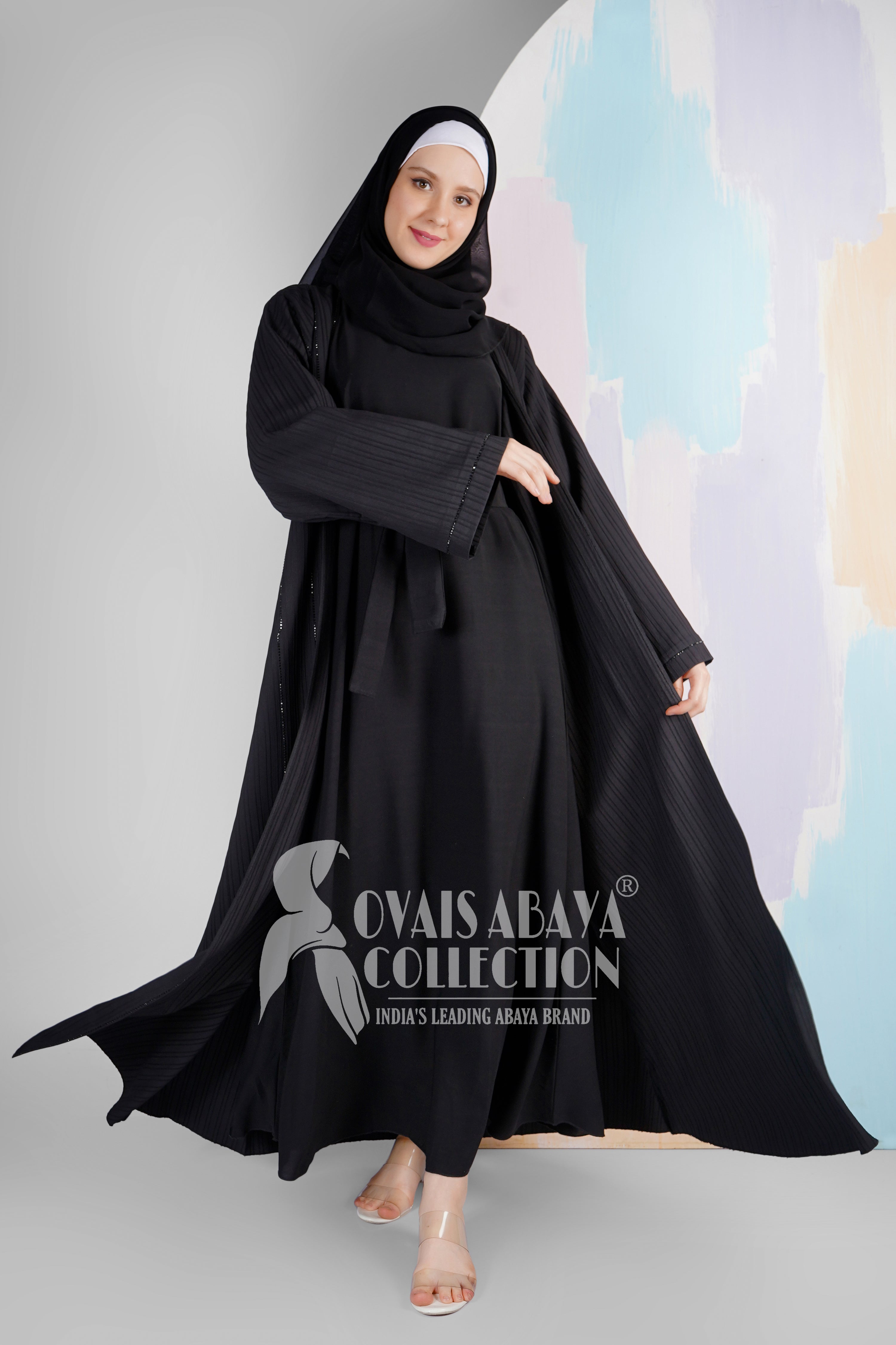 HAYA SugerCan Double Shrug Abaya BLACK ( IMPORTED COLLECTION )