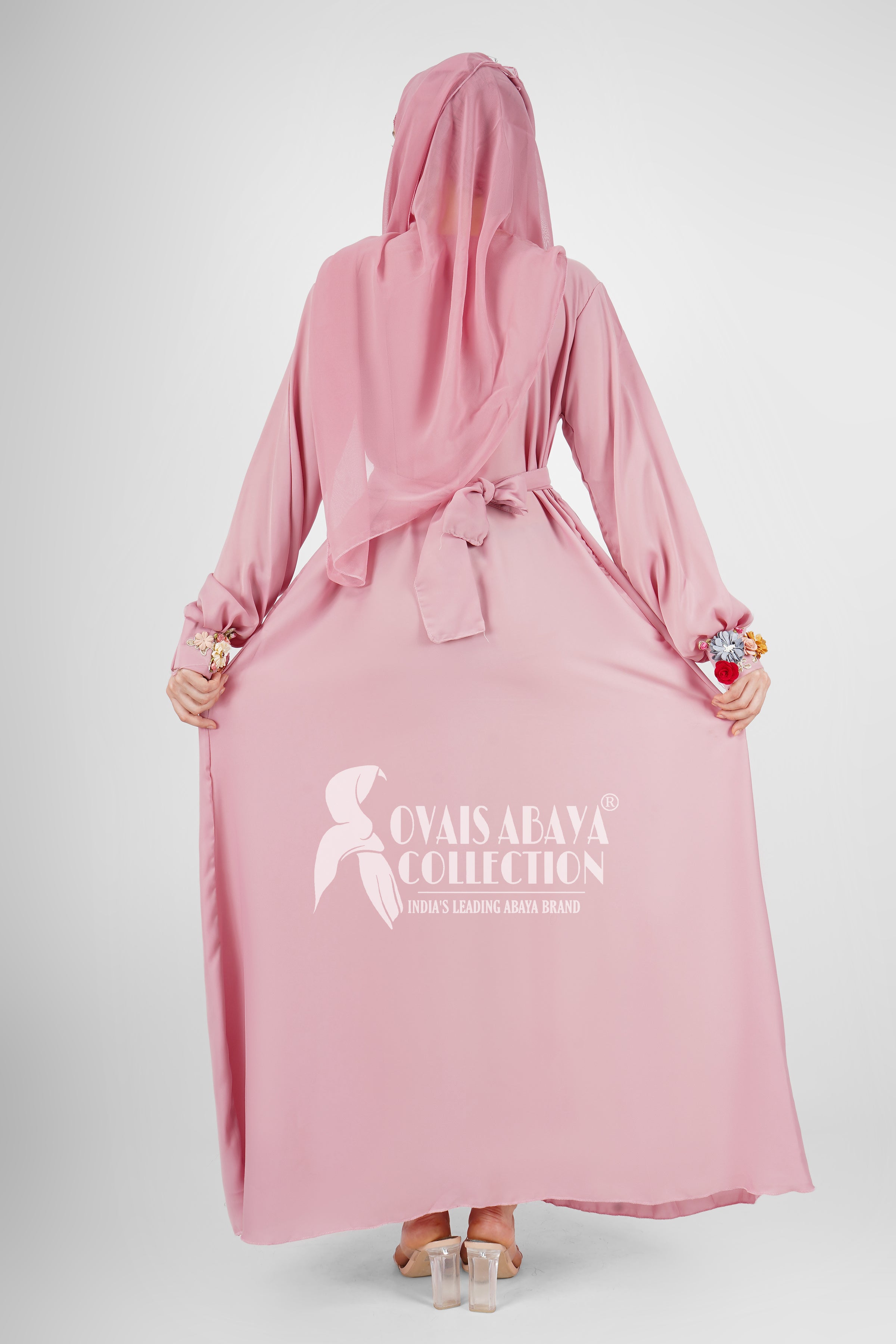 Alaya Imported Broach Plates work Abaya ( PINK )