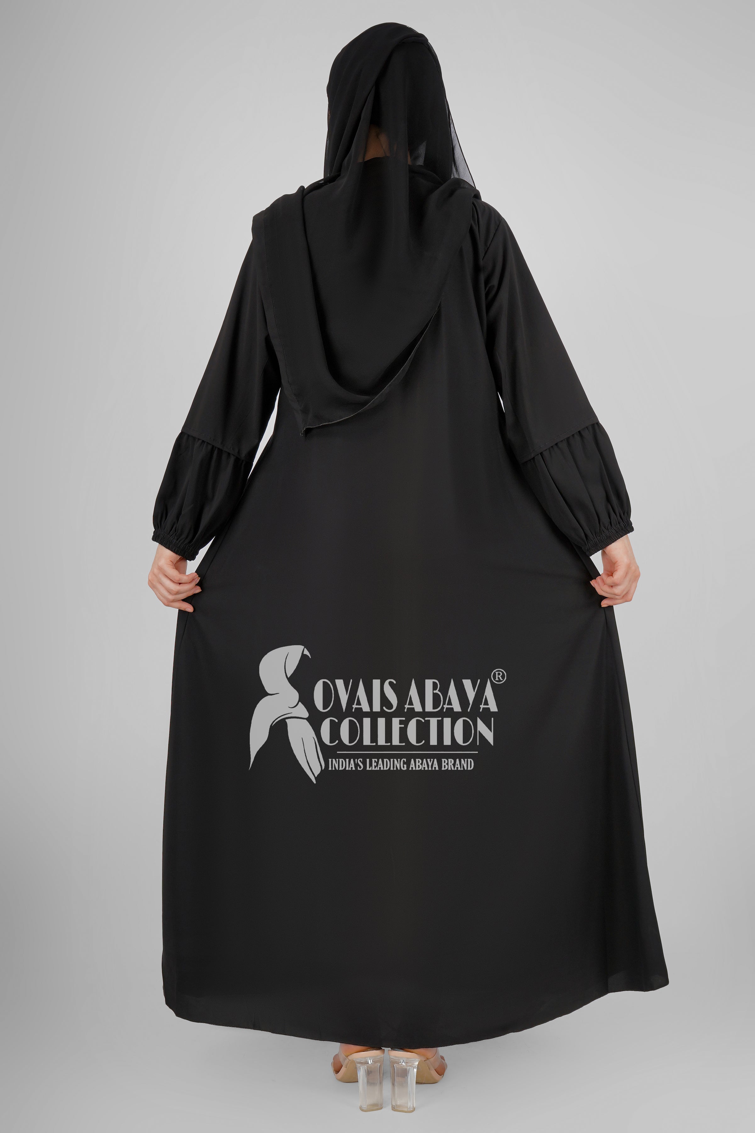 Ayrah Beautiful Side Plates Zipper Abaya BLACK ( RAMADAN LAUNCH )