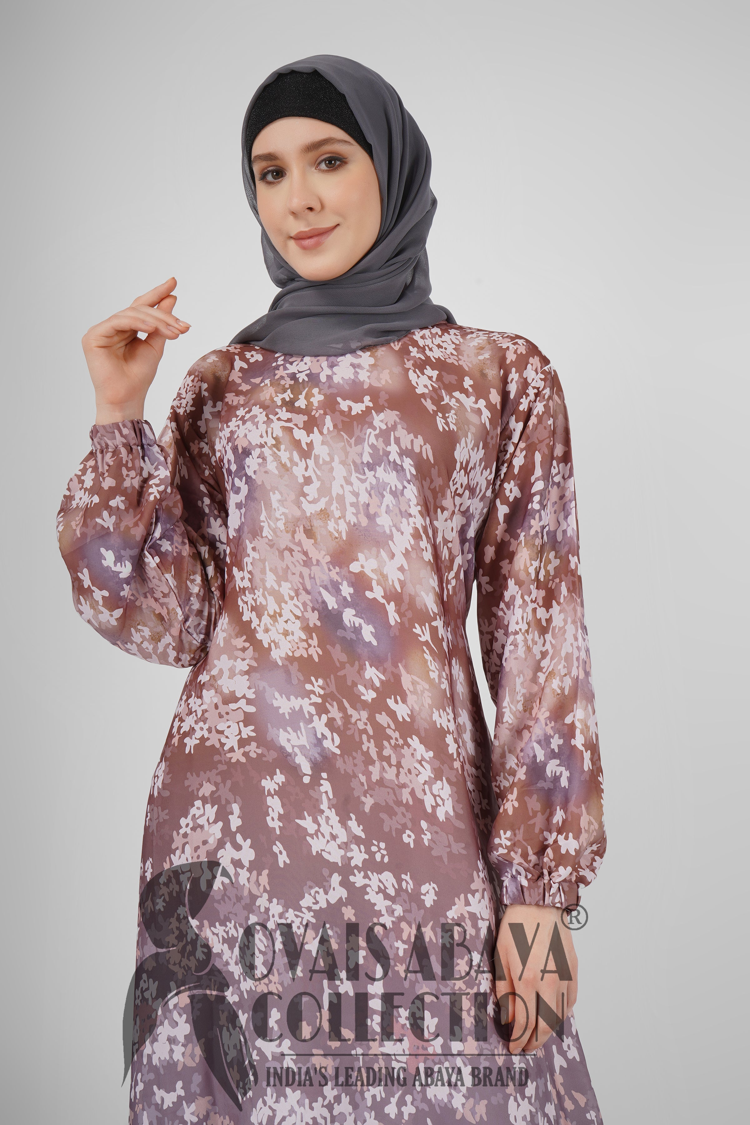 ALIZA ORIGNAL PRINTED ABAYA - ( BROWN )