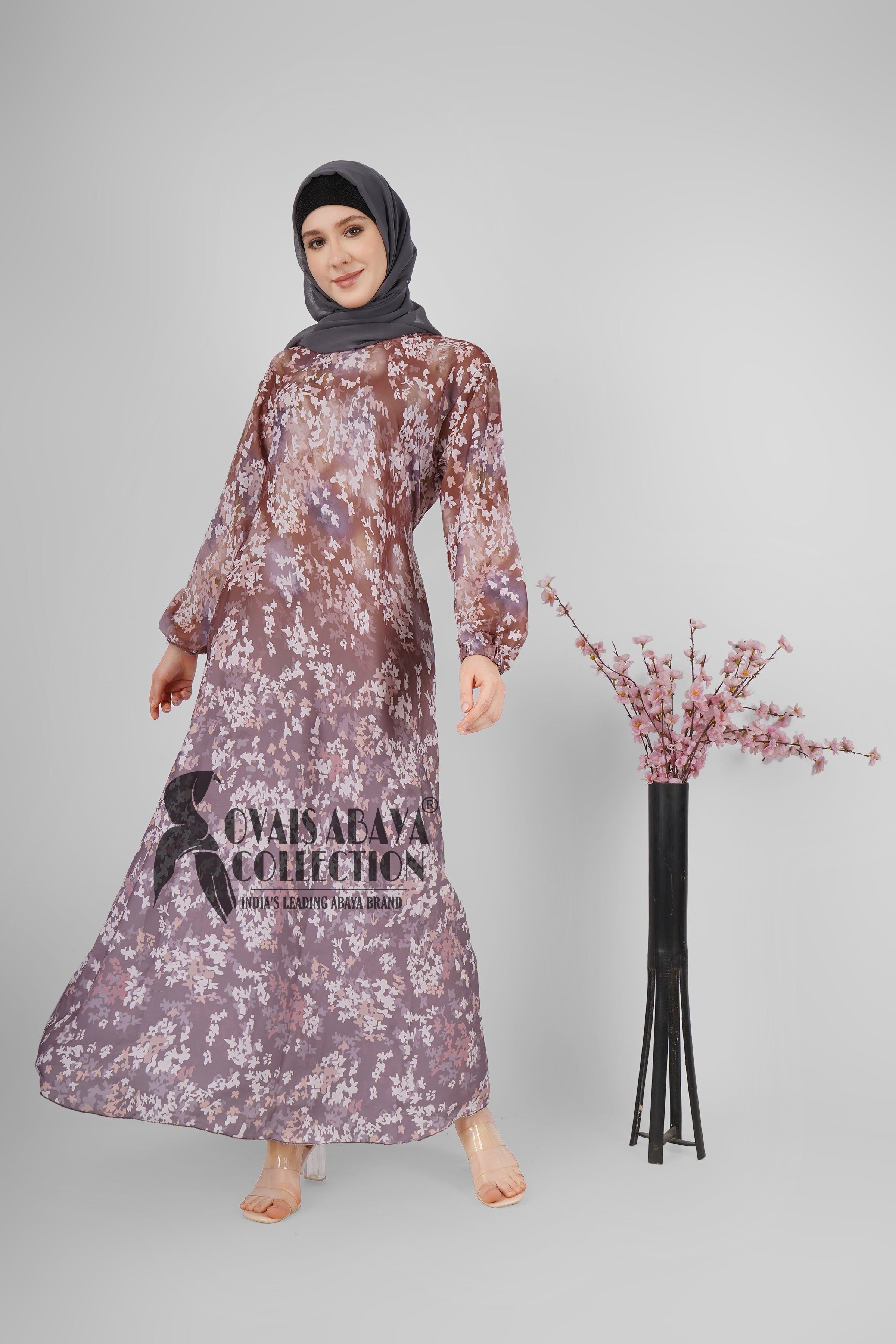 ALIZA ORIGNAL PRINTED ABAYA - ( BROWN )