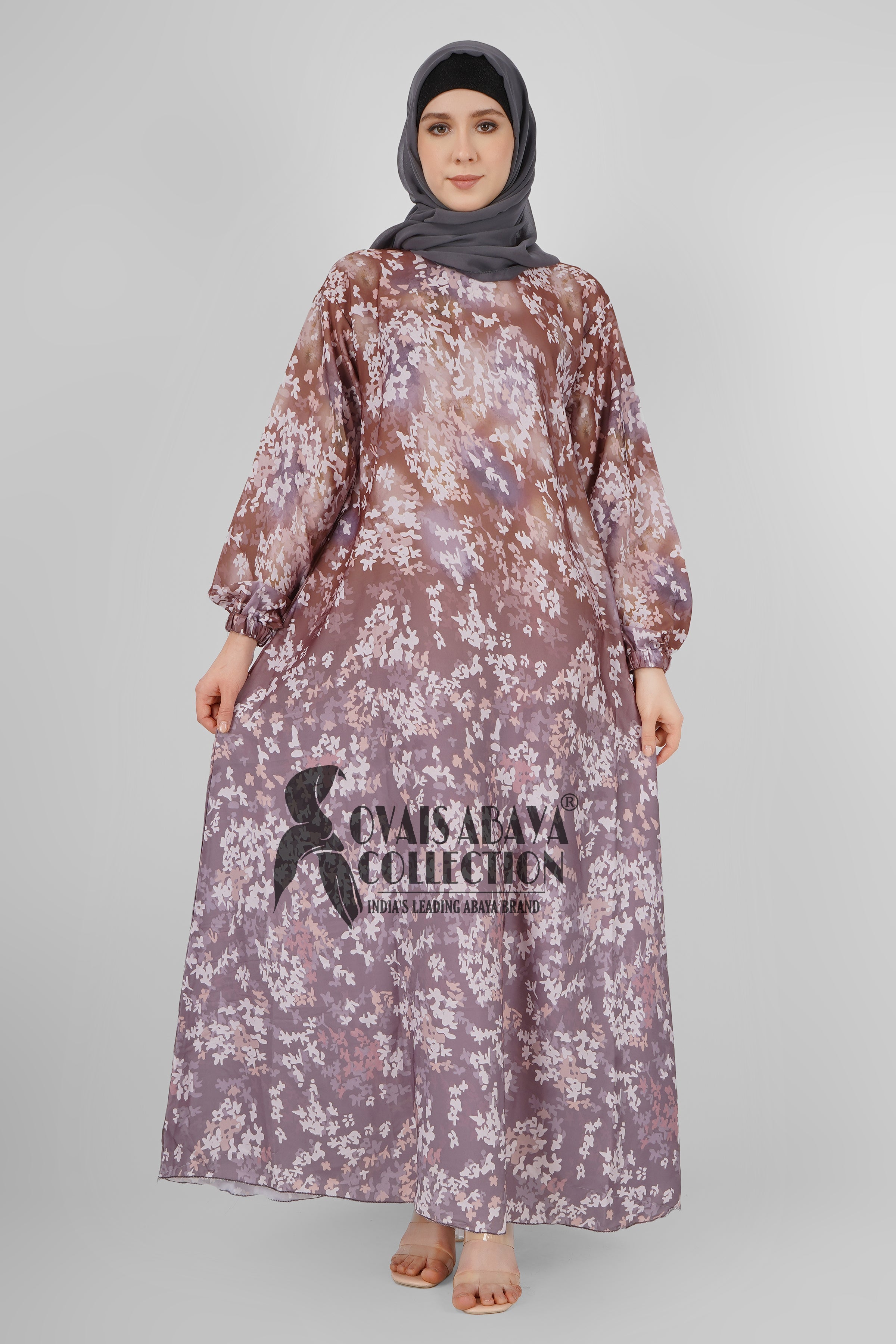 ALIZA ORIGNAL PRINTED ABAYA - ( BROWN )