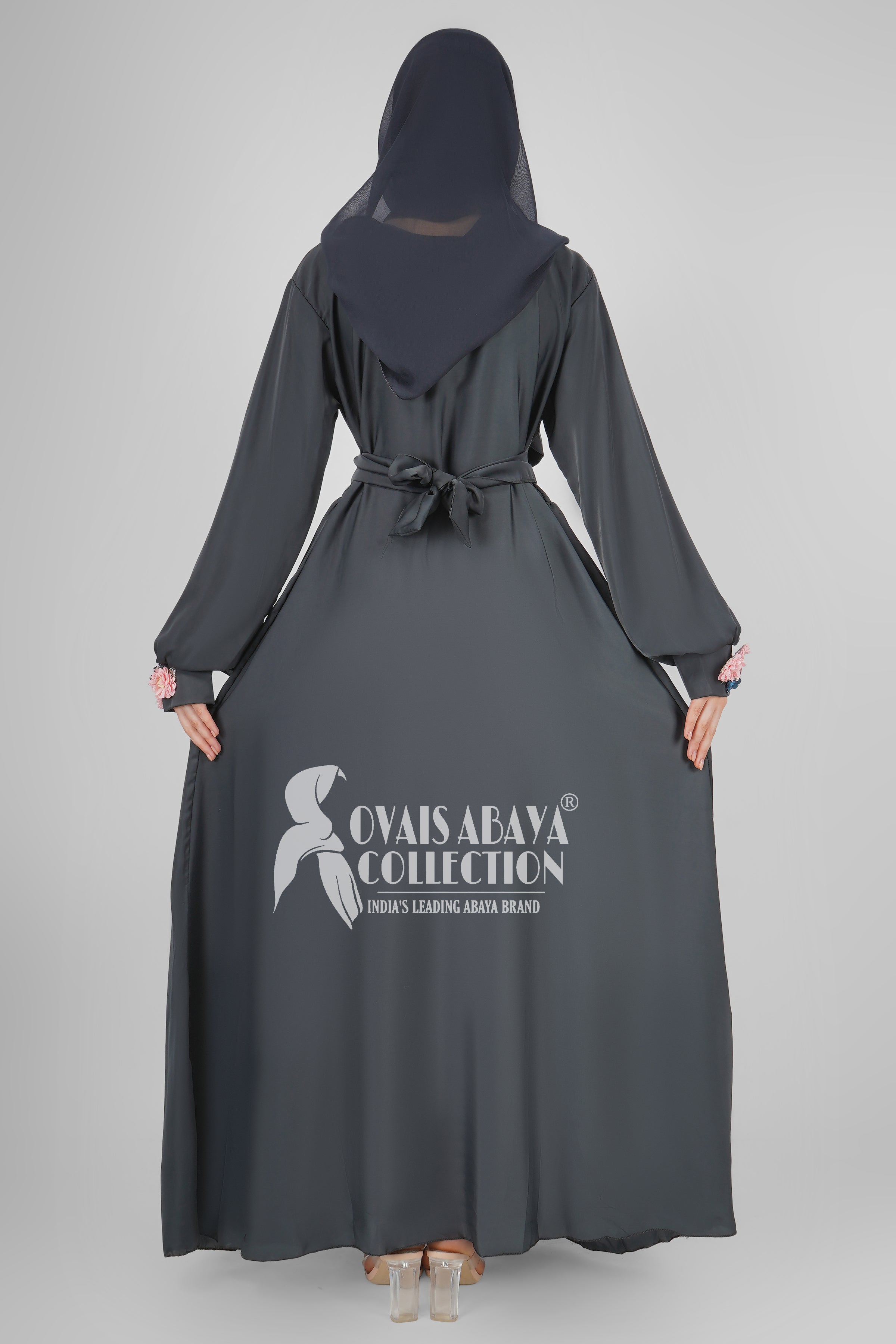 Alaya Imported Broach Plates work Abaya ( GRAY )