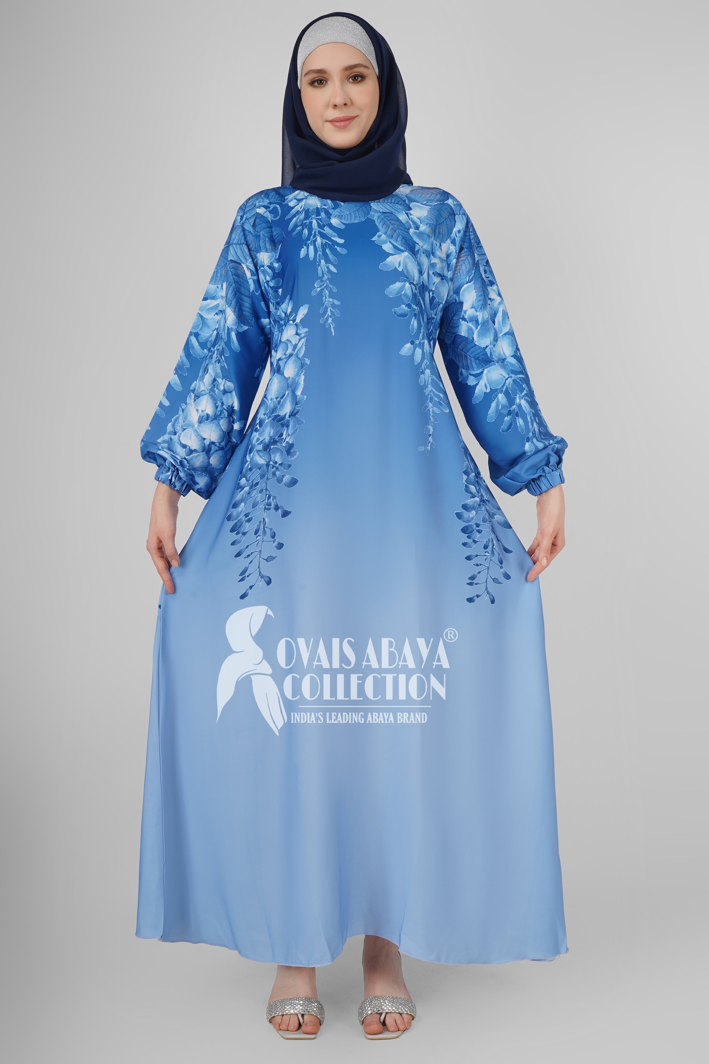 Aliza Orignal Printed Abaya - ( BLUE FLOWER )