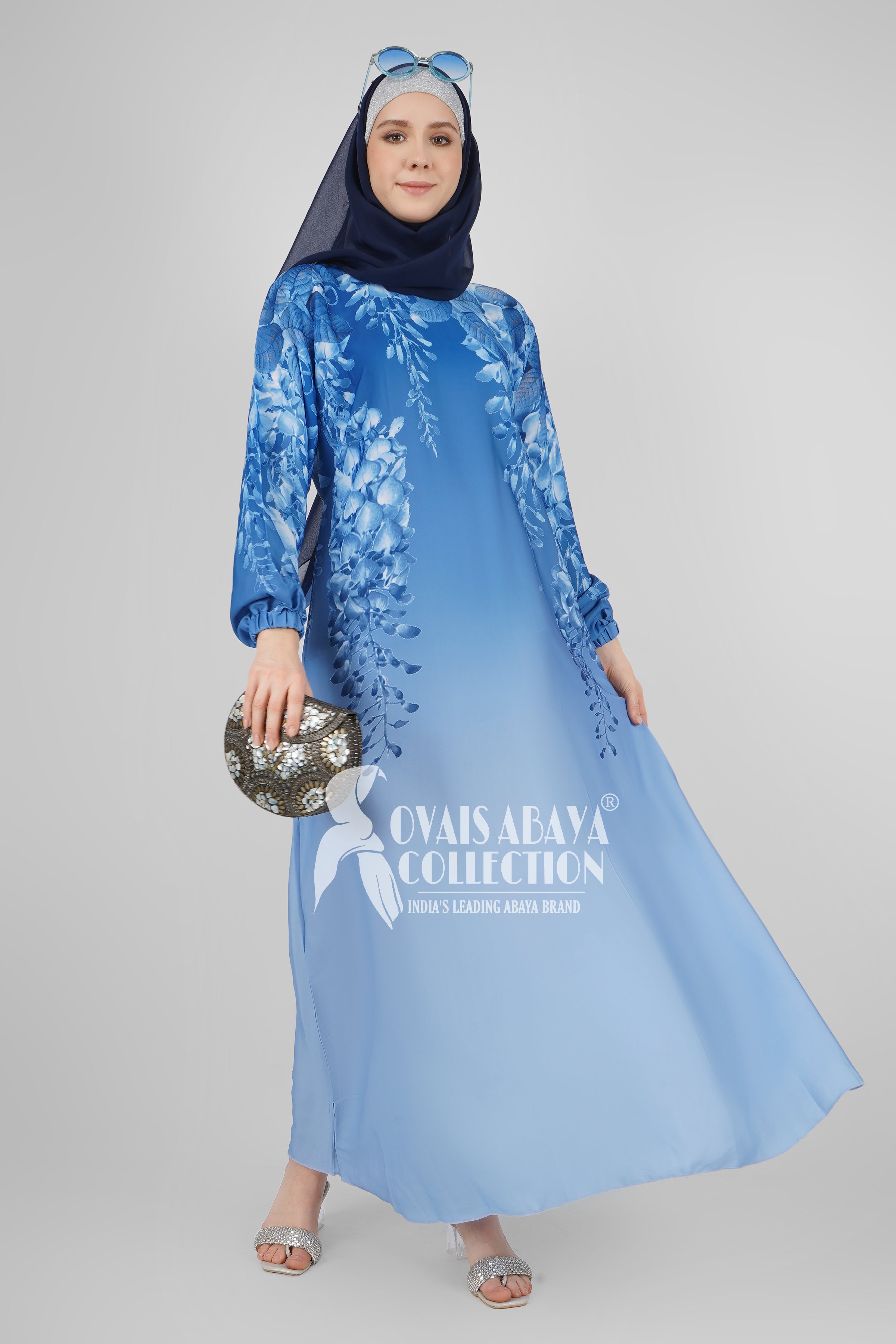 Aliza Orignal Printed Abaya - ( BLUE FLOWER )