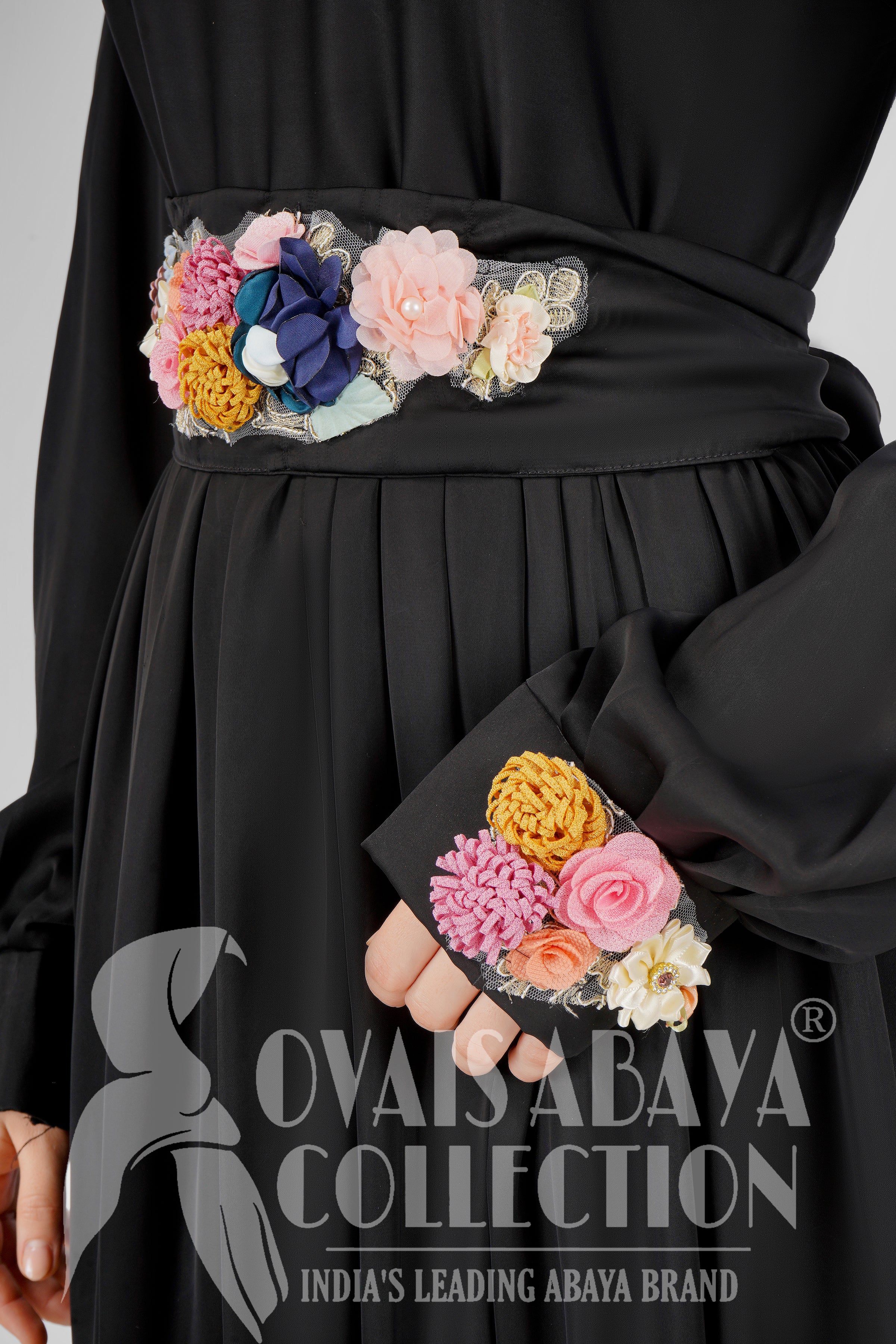 Alaya Imported Broach Plates work Abaya ( BLACK )