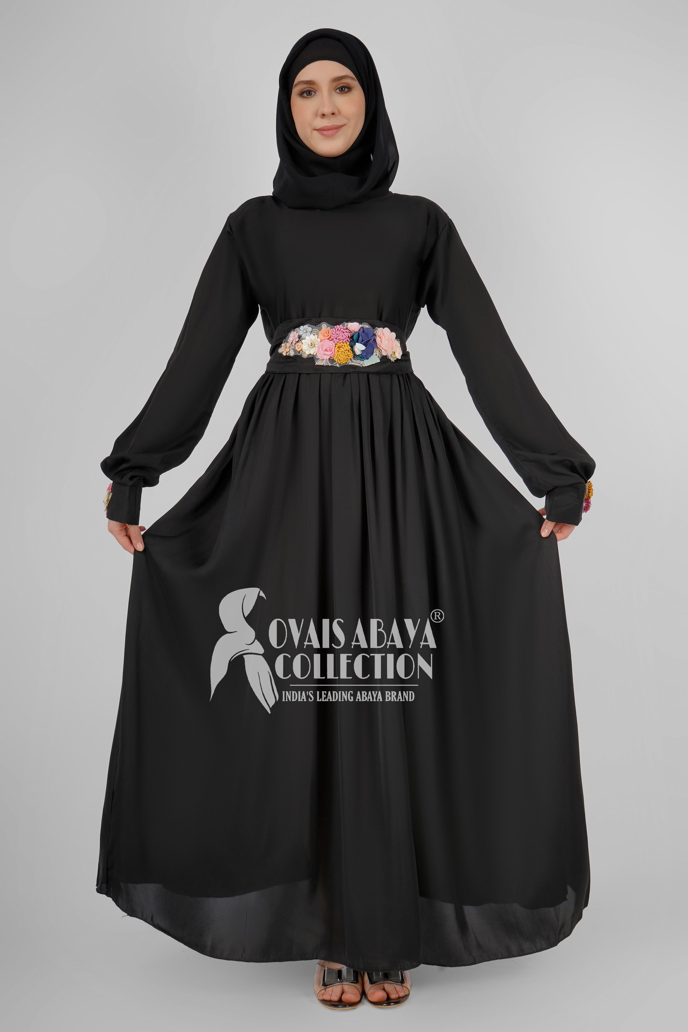 Alaya Imported Broach Plates work Abaya ( BLACK )