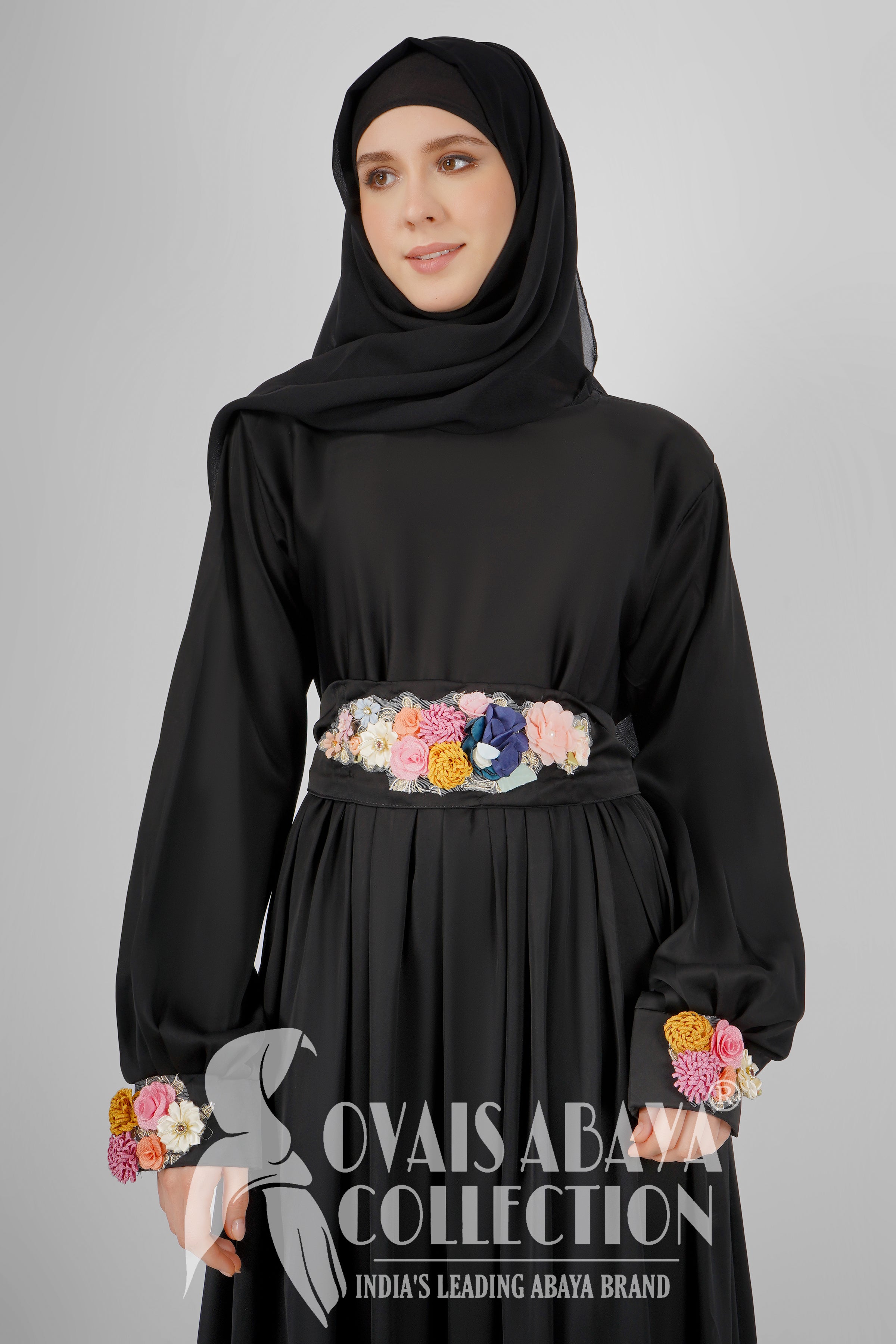 Alaya Imported Broach Plates work Abaya ( BLACK )