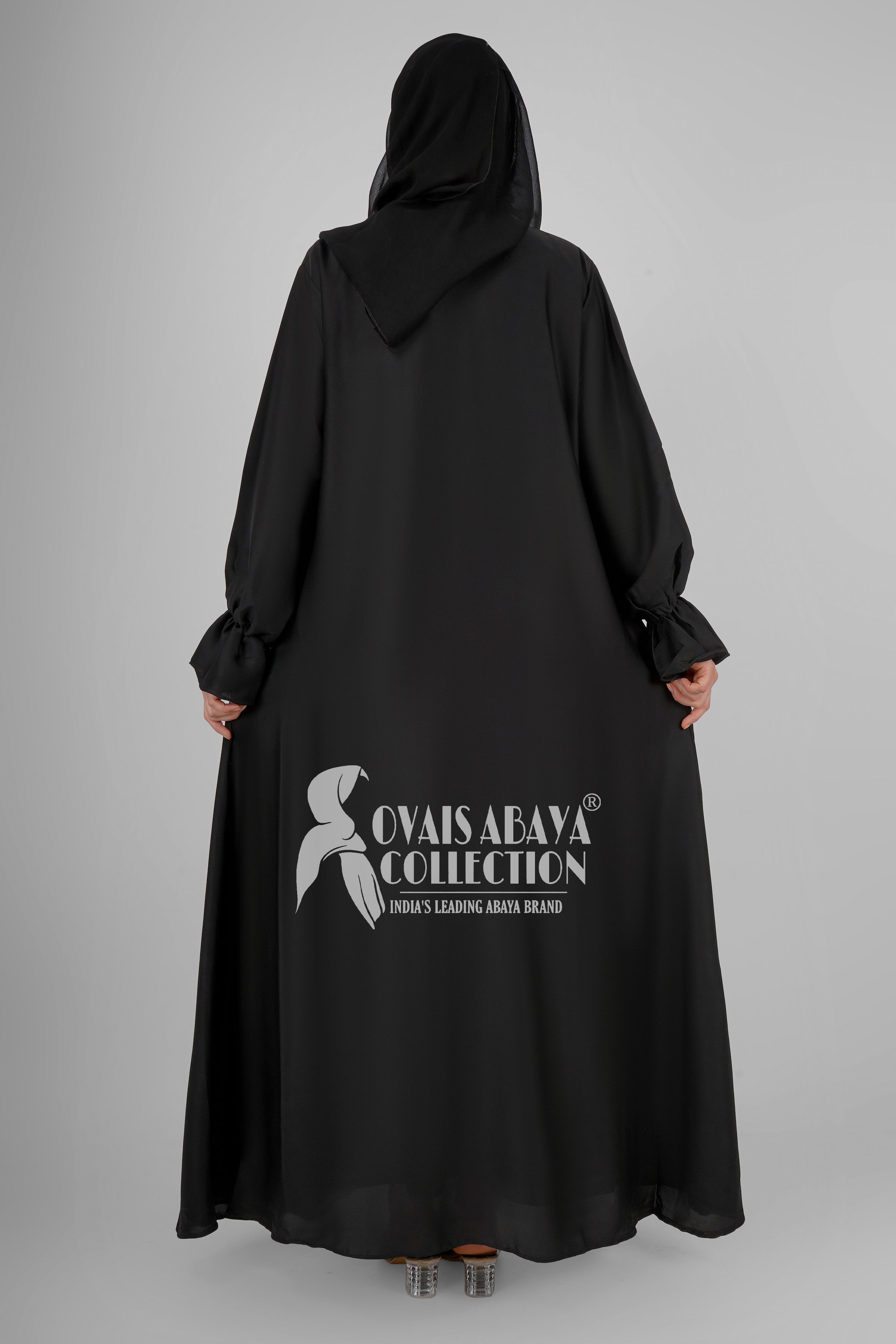 EBRAH BEAUTIFUL DOUBLE SHRUGS ABAYA BLACK ( NEW LAUNCH )