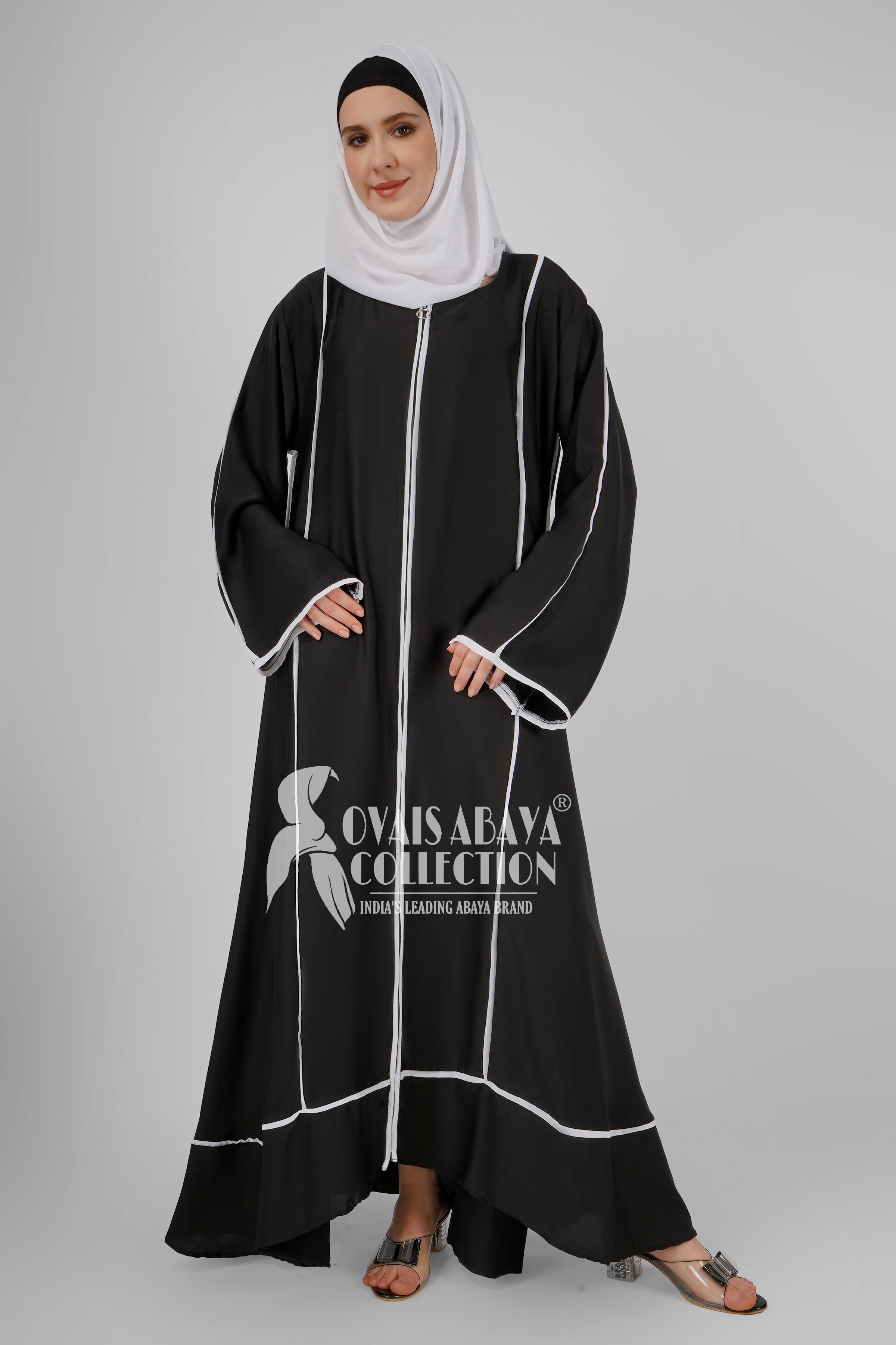 Sheena Modified Piping Zipper Abaya B2W ( LIMITED STOCK )