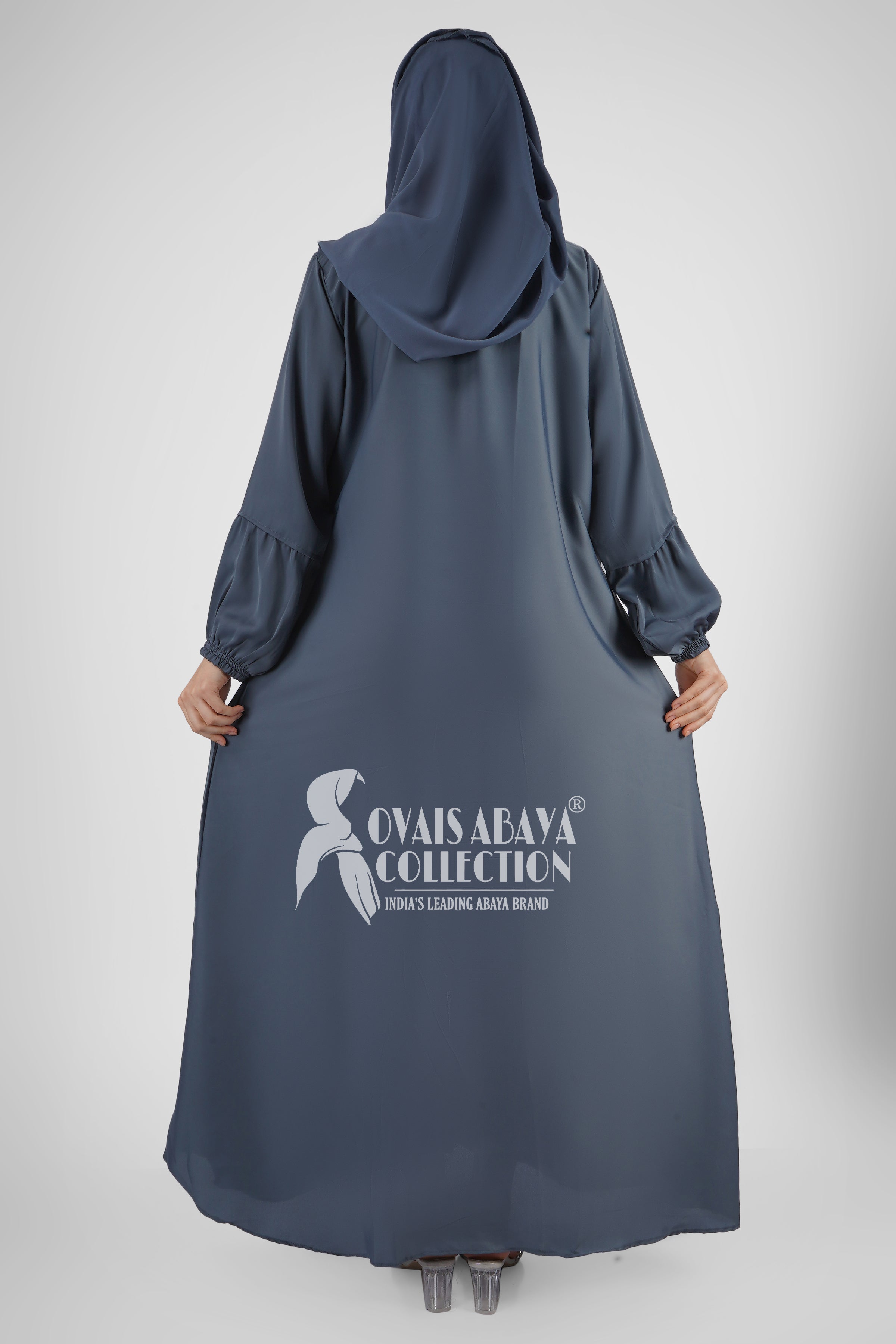 Ayrah Beautiful Side Plates Zipper Abaya GRAY ( RAMADAN LAUNCH )