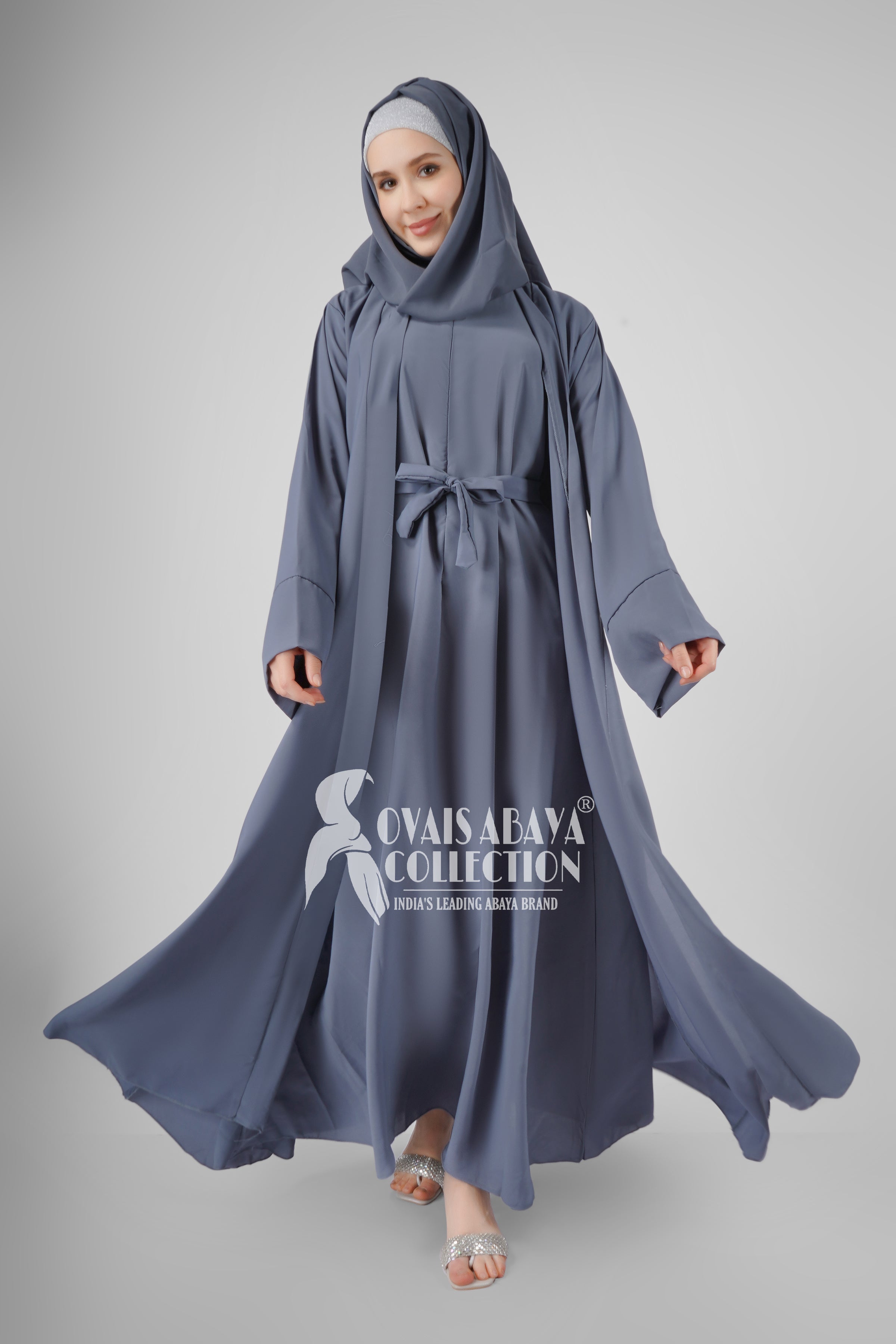 ANAM DOUBLE SHRUG ABAYA GRAY ( NEW LAUNCH )