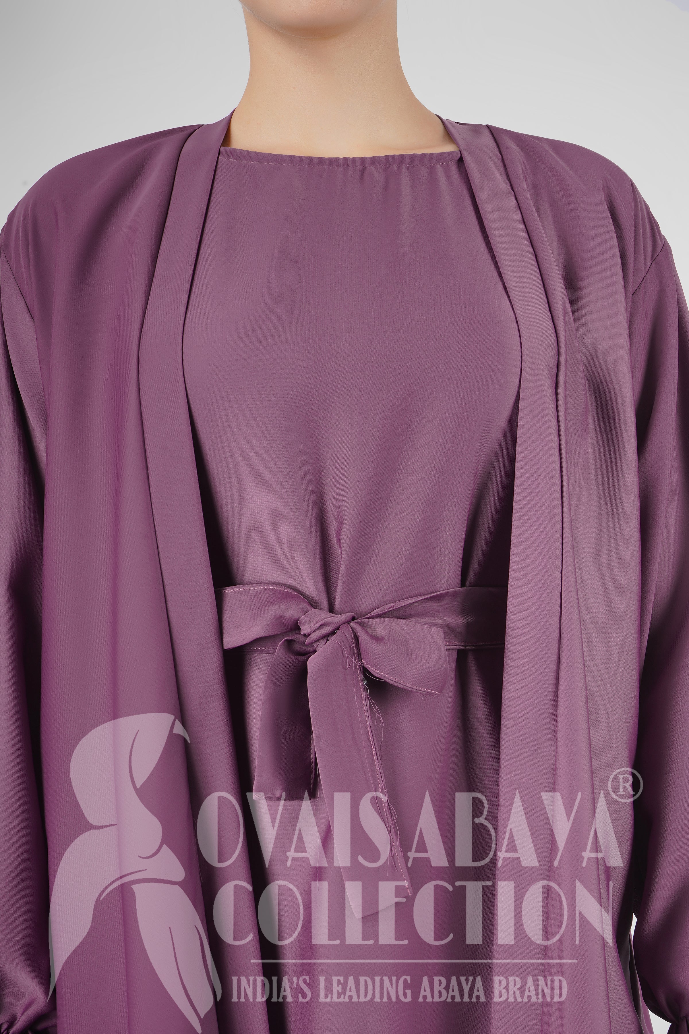 EBRAH BEAUTIFUL DOUBLE SHRUGS ABAYA LAVENDER ( NEW LAUNCH )