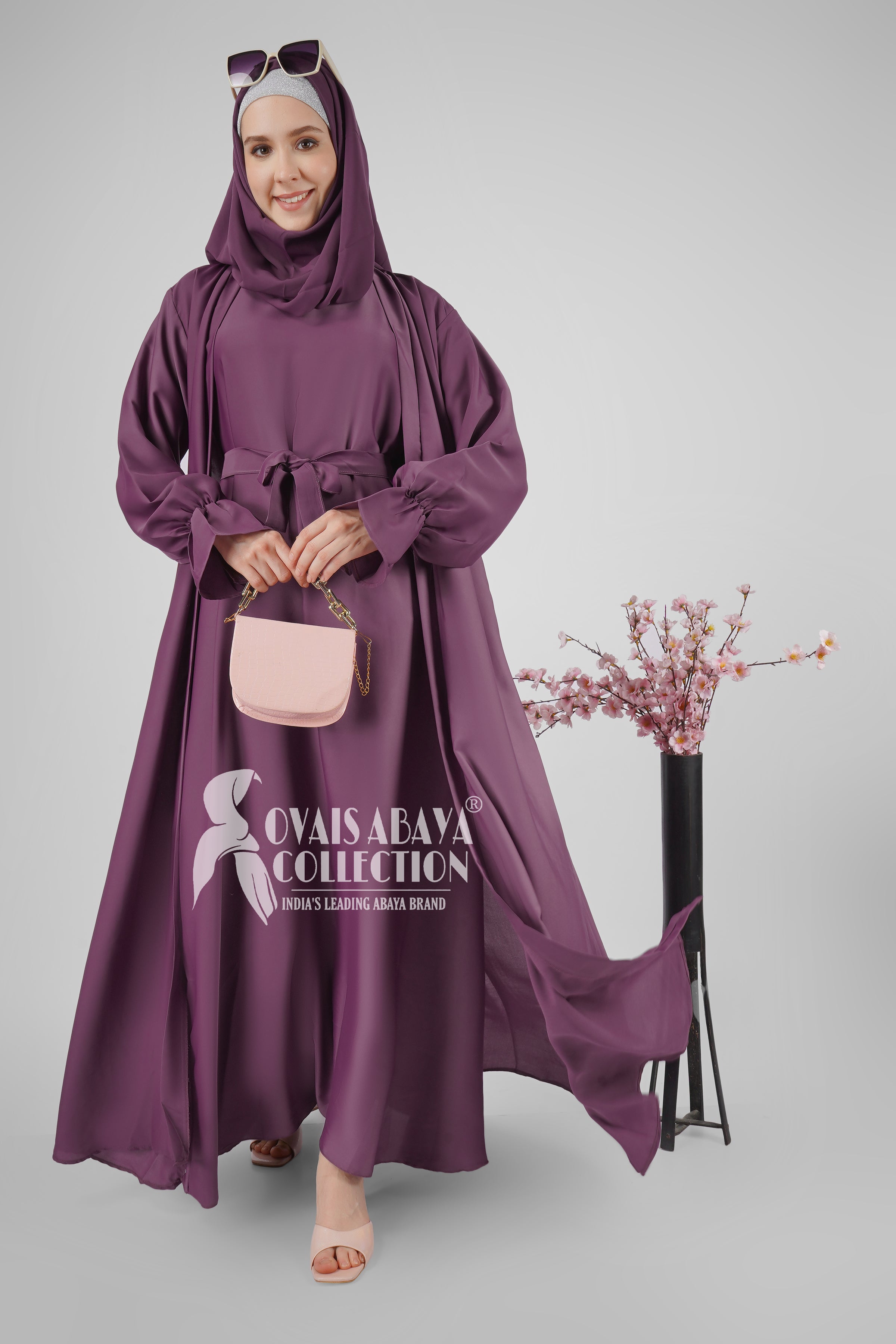 EBRAH BEAUTIFUL DOUBLE SHRUGS ABAYA LAVENDER ( NEW LAUNCH )