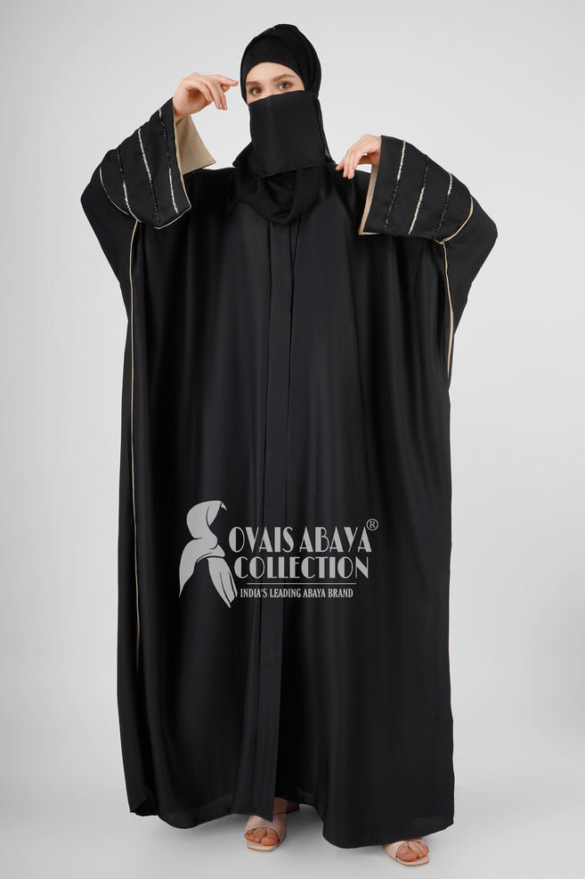 ALISHA HANDWORK KAFTAN ABAYA | BLACK