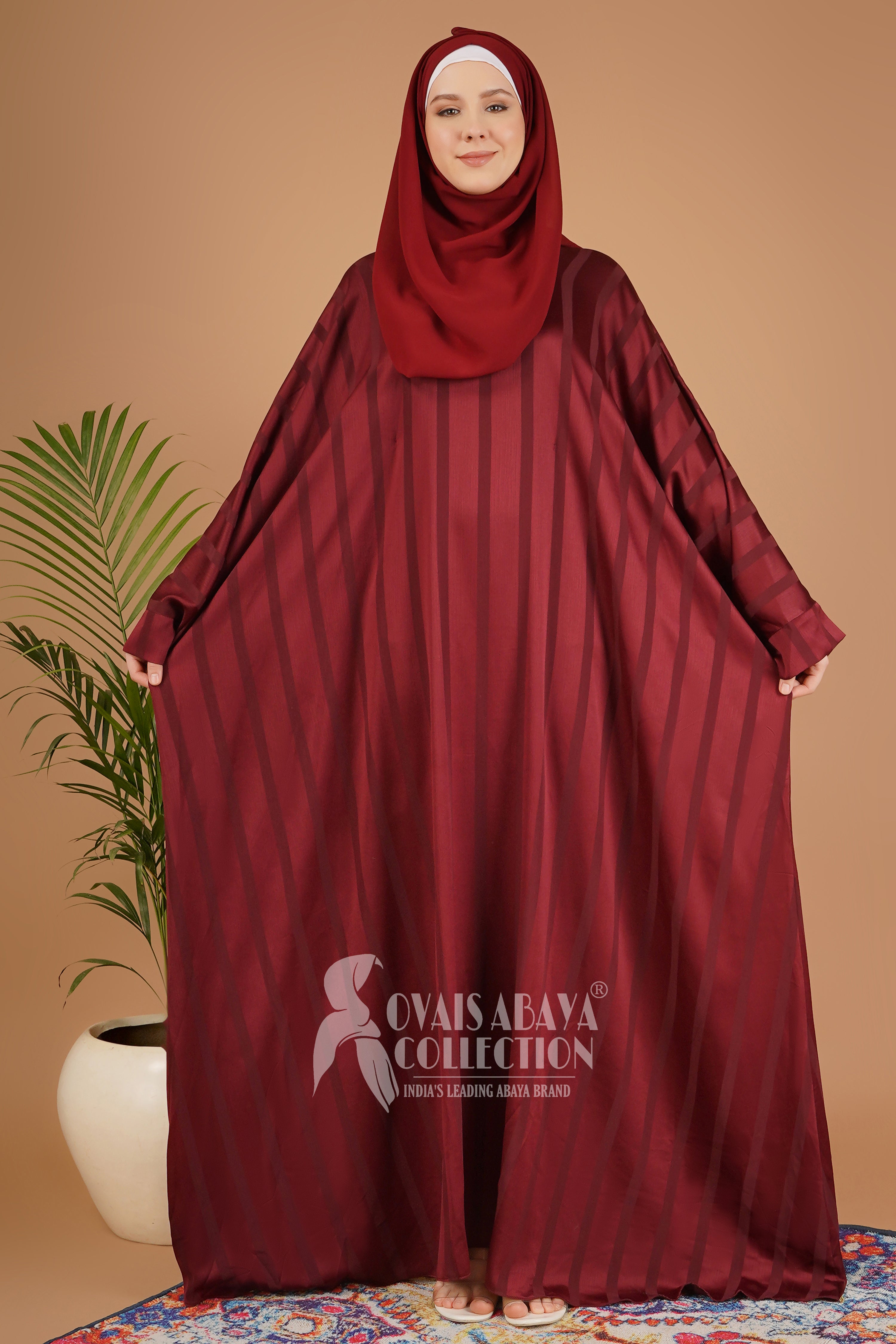 Anabia Turkish Basic Kaftan Abaya MAROON ( NEW LAUNCH )