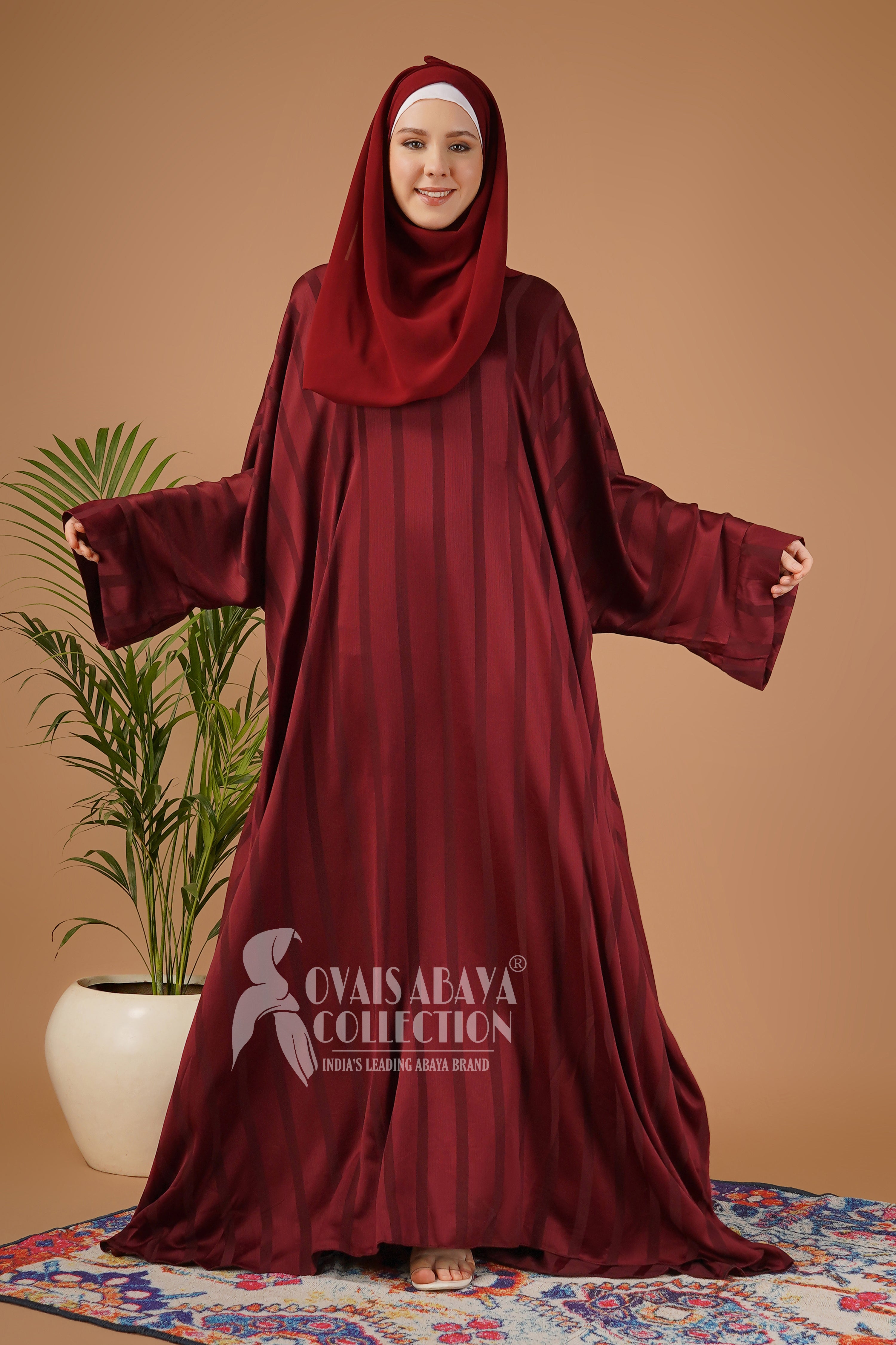 Anabia Turkish Basic Kaftan Abaya MAROON ( NEW LAUNCH )