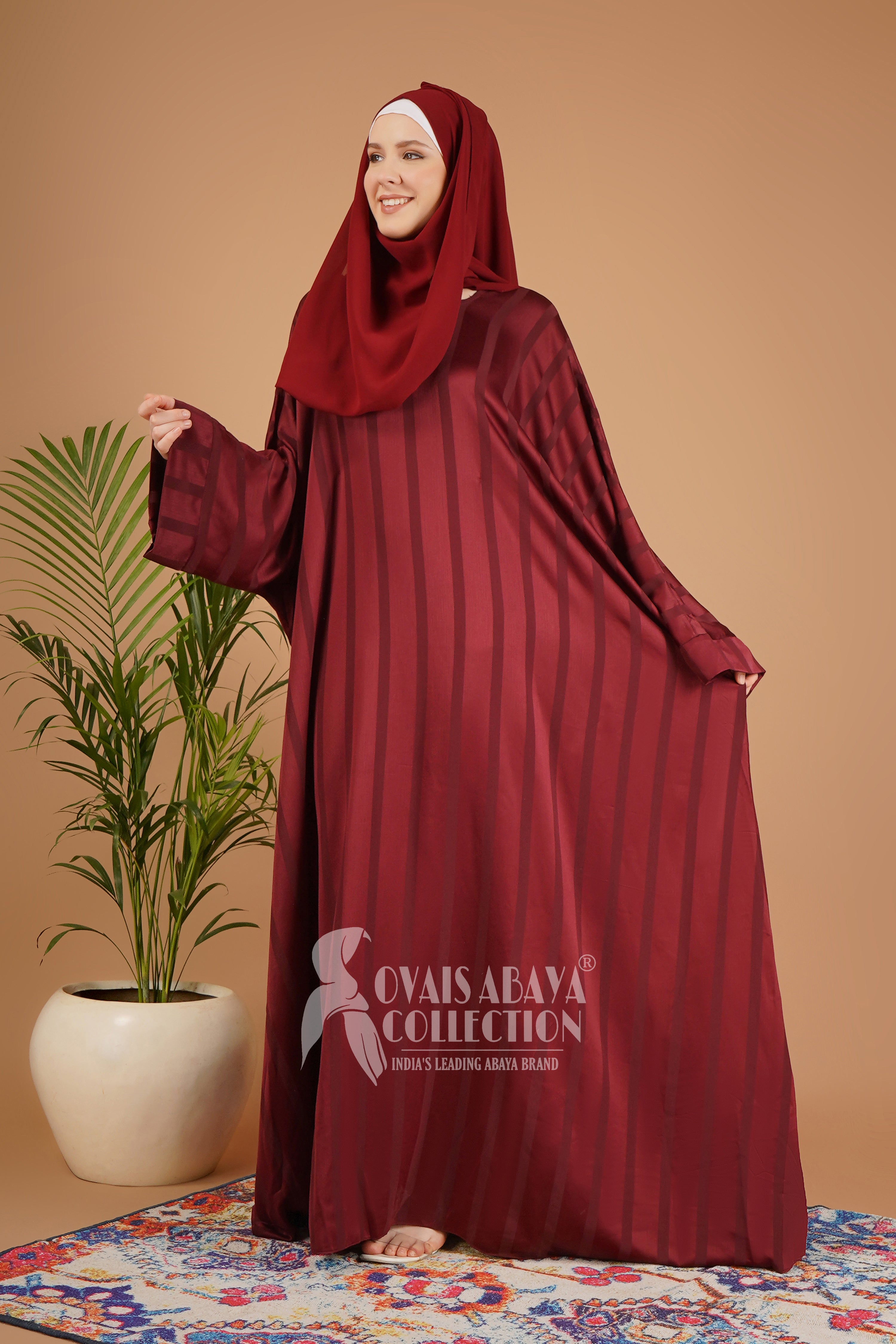 Anabia Turkish Basic Kaftan Abaya MAROON ( NEW LAUNCH )