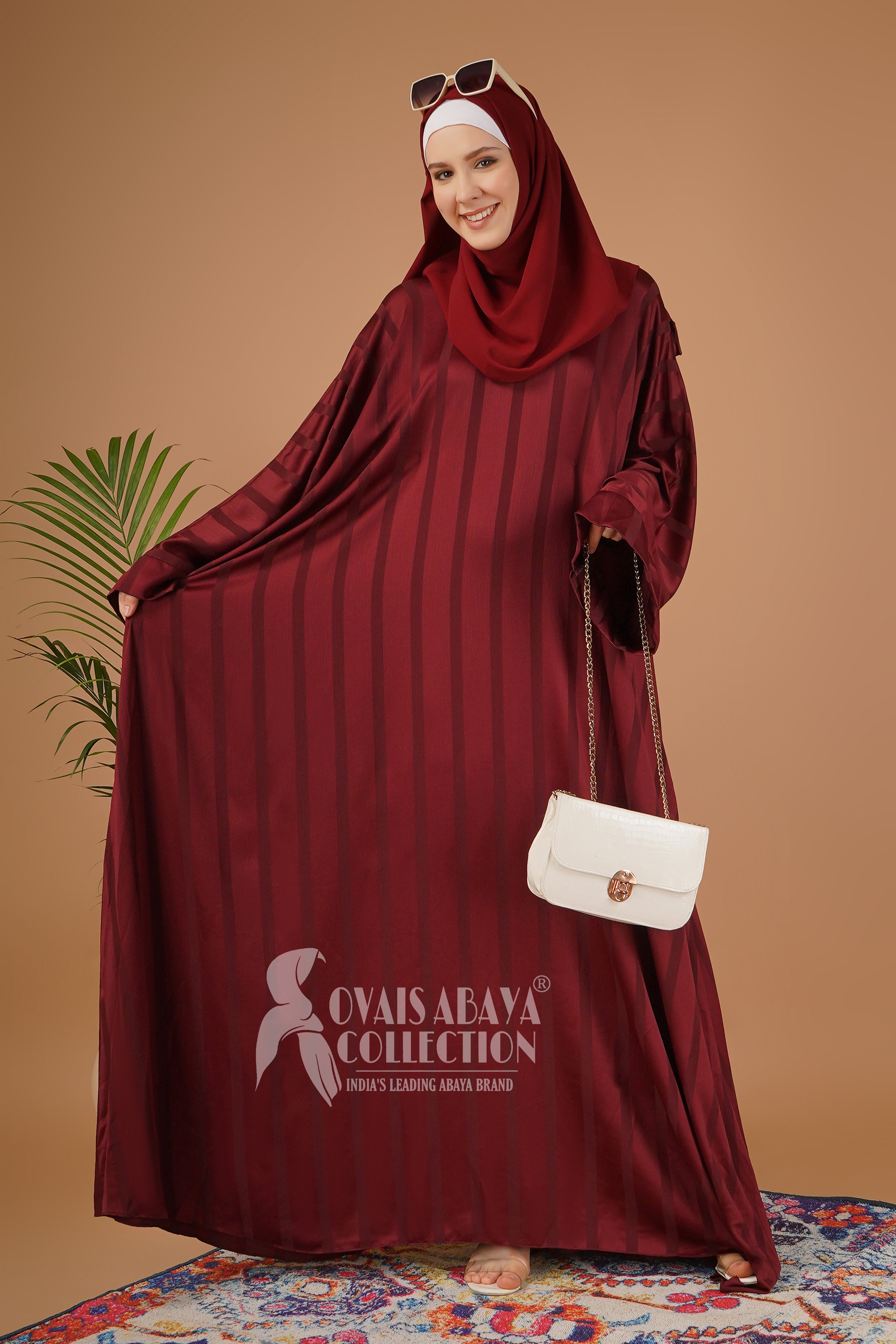 Anabia Turkish Basic Kaftan Abaya MAROON ( NEW LAUNCH )