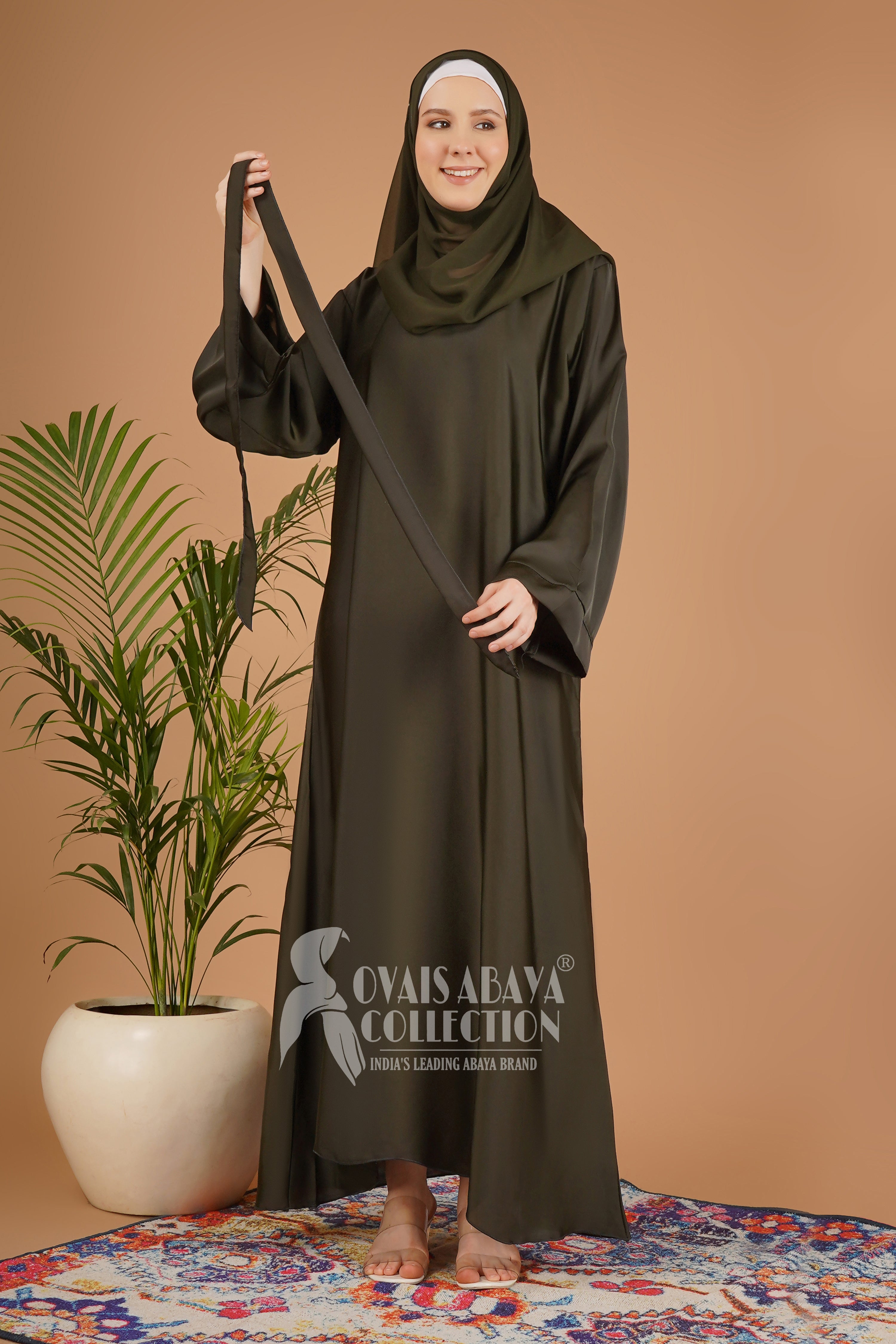 10IN Daily Wear Basic Abaya - ( OLIVE )