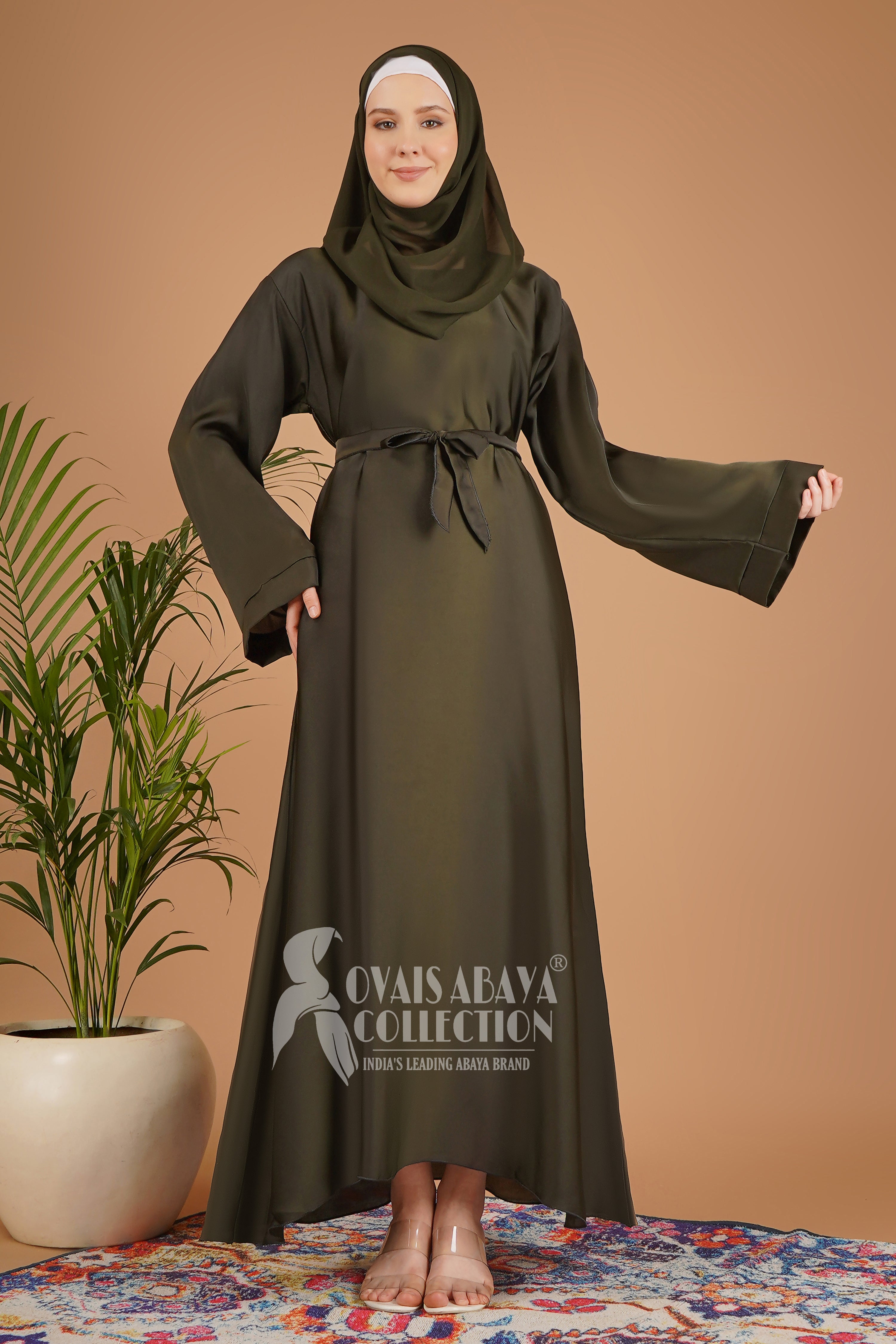 10IN Daily Wear Basic Abaya - ( OLIVE )