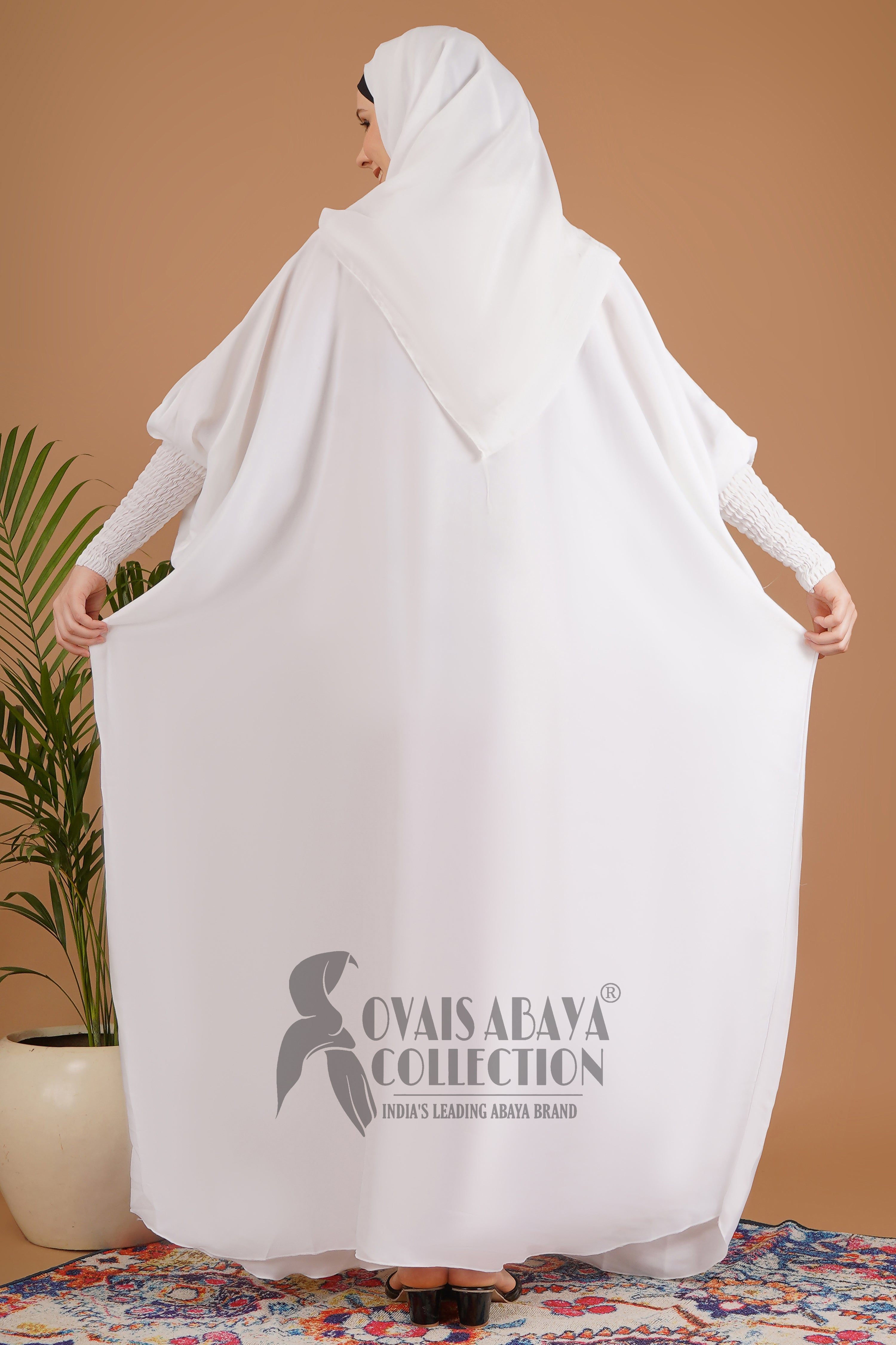 Shaziya puff Sleeves Button Kaftan Abaya - WHITE ( New Launch )