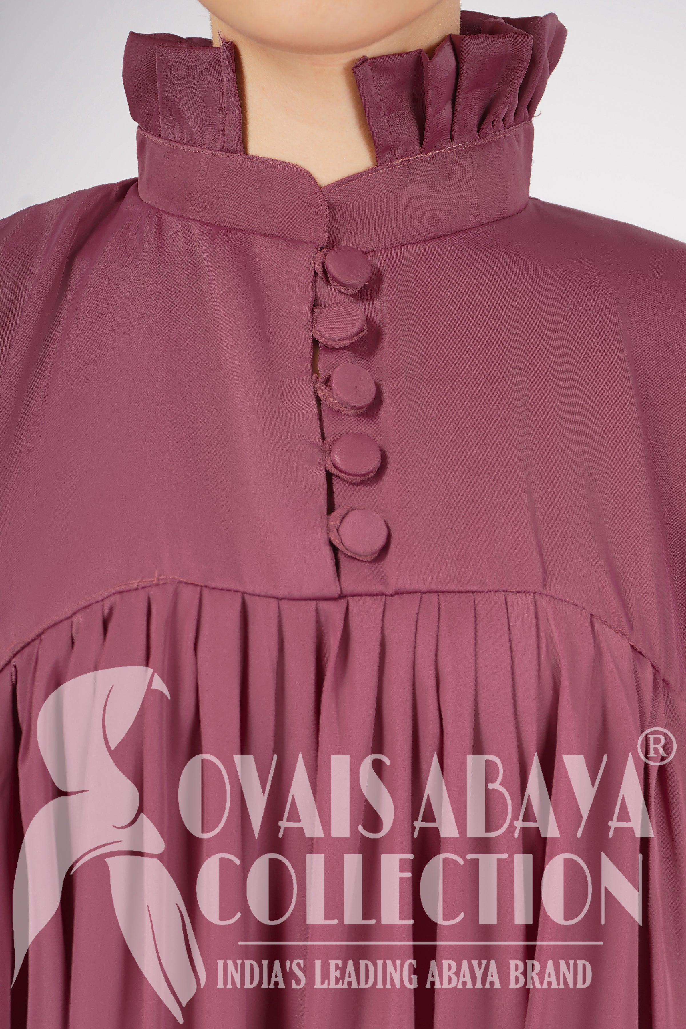 New Collar Plate work & Beautifull Buttons work Abaya ( MAUVE PINK )