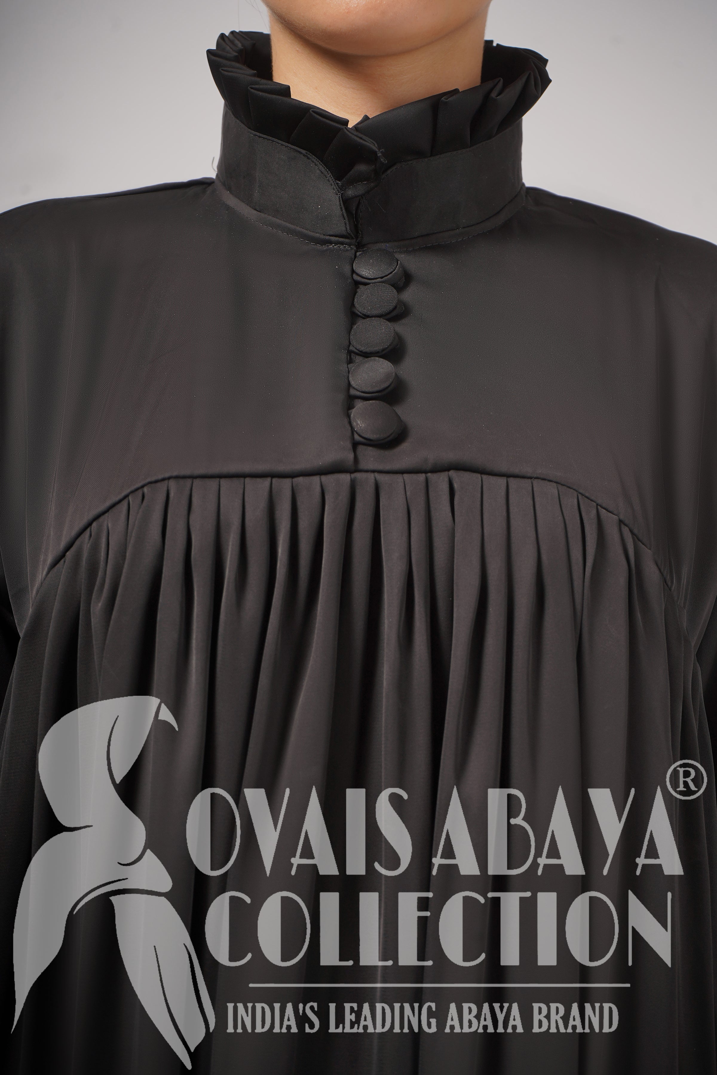 New Collar Plate work & Beautifull Buttons work Abaya ( BLACK )