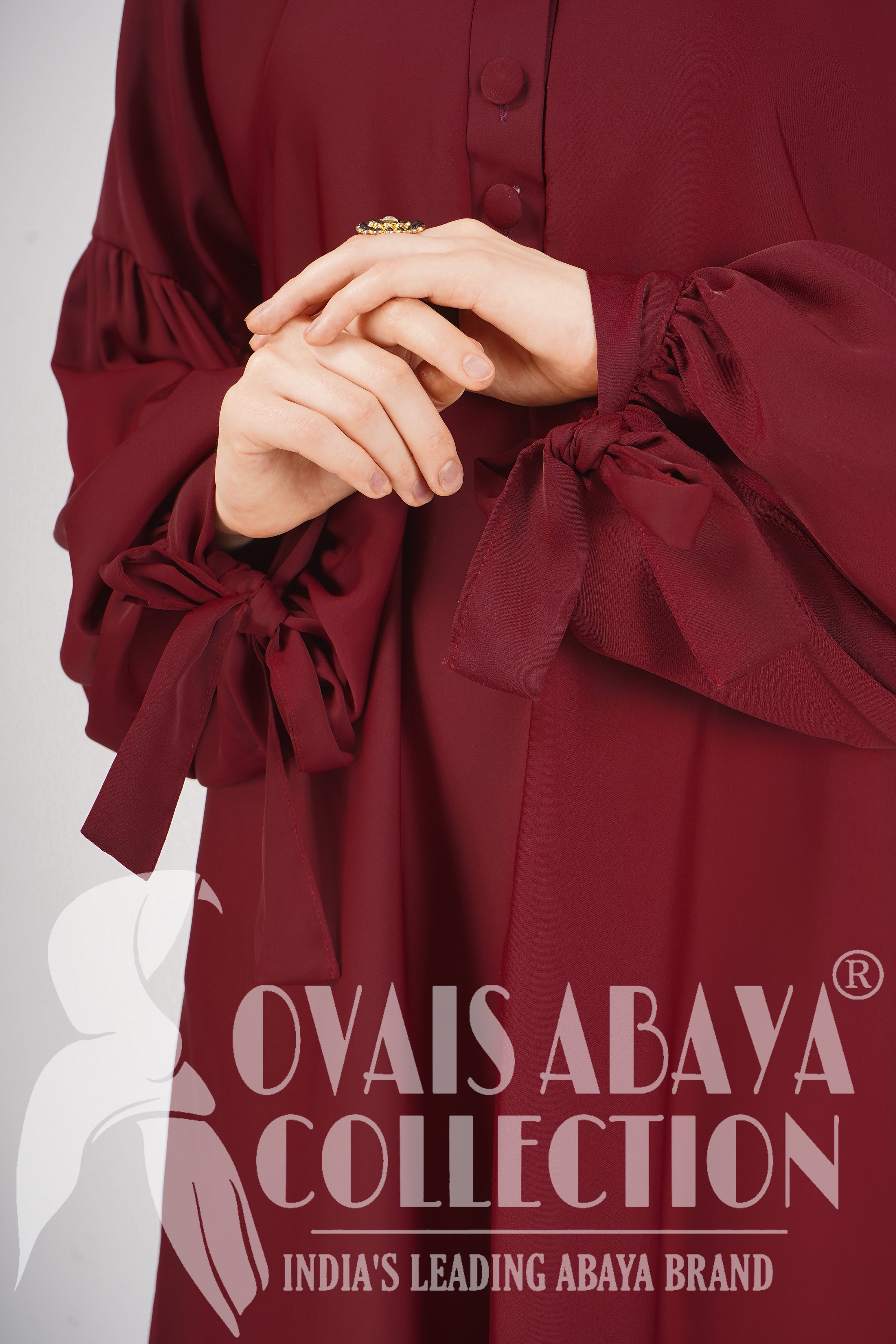 Tahura Balloon Sleeves Abaya ( MAROON )