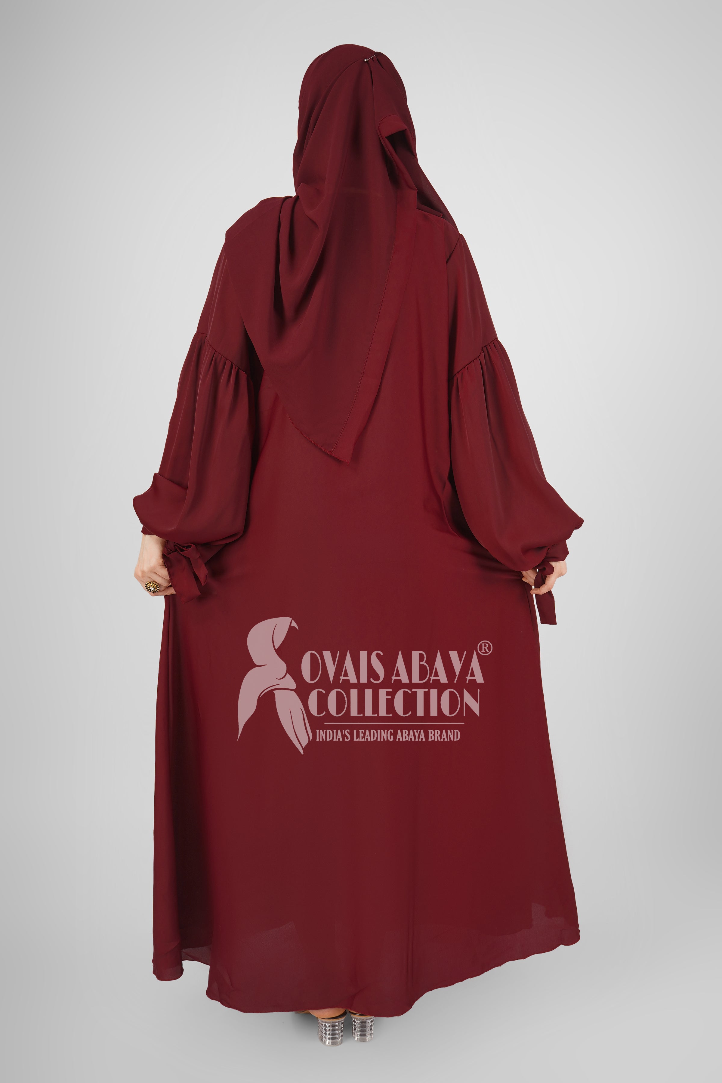 Tahura Balloon Sleeves Abaya ( MAROON )