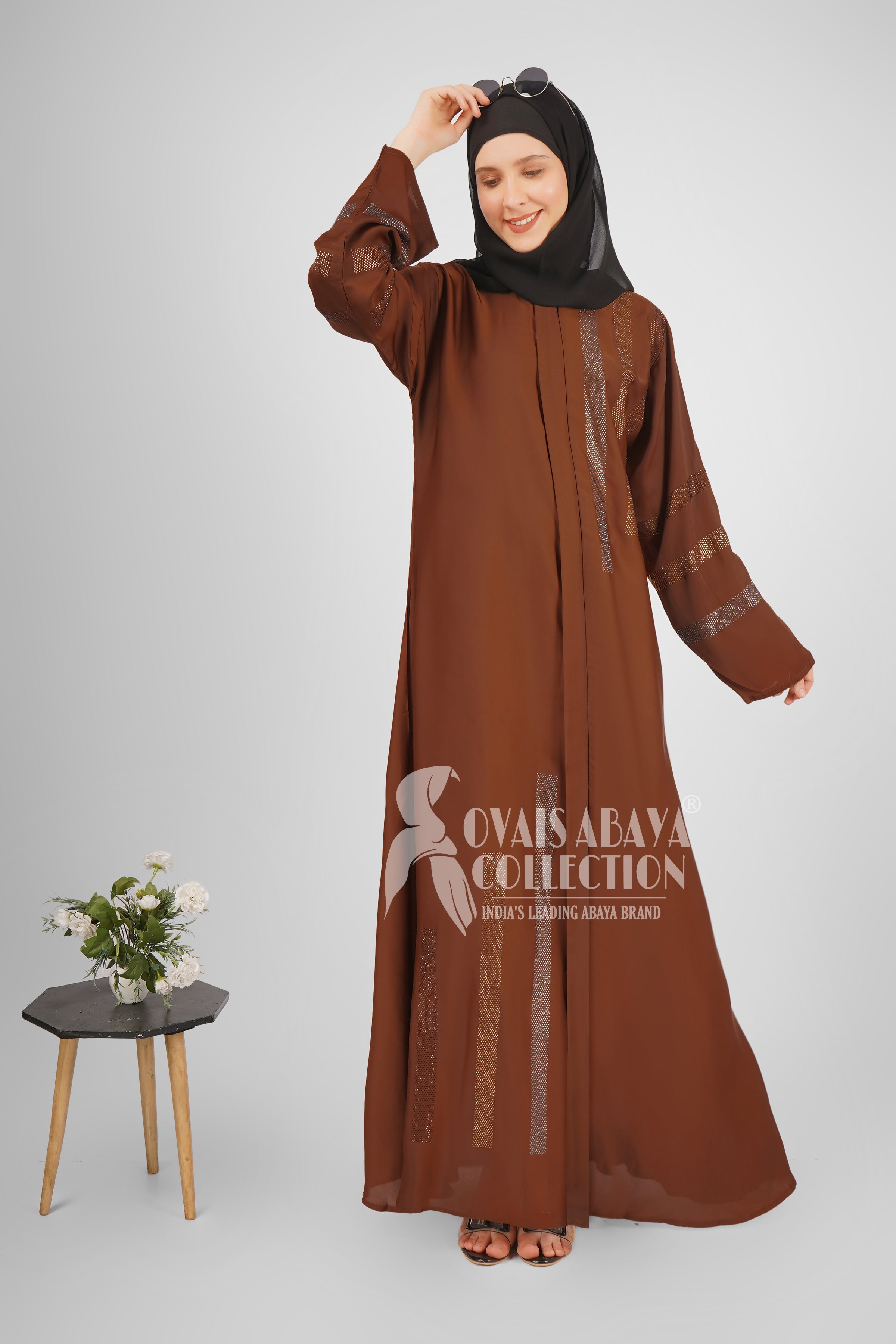 Saima Zipper Abaya MOCHA BROWN ( NEW LAUNCH )