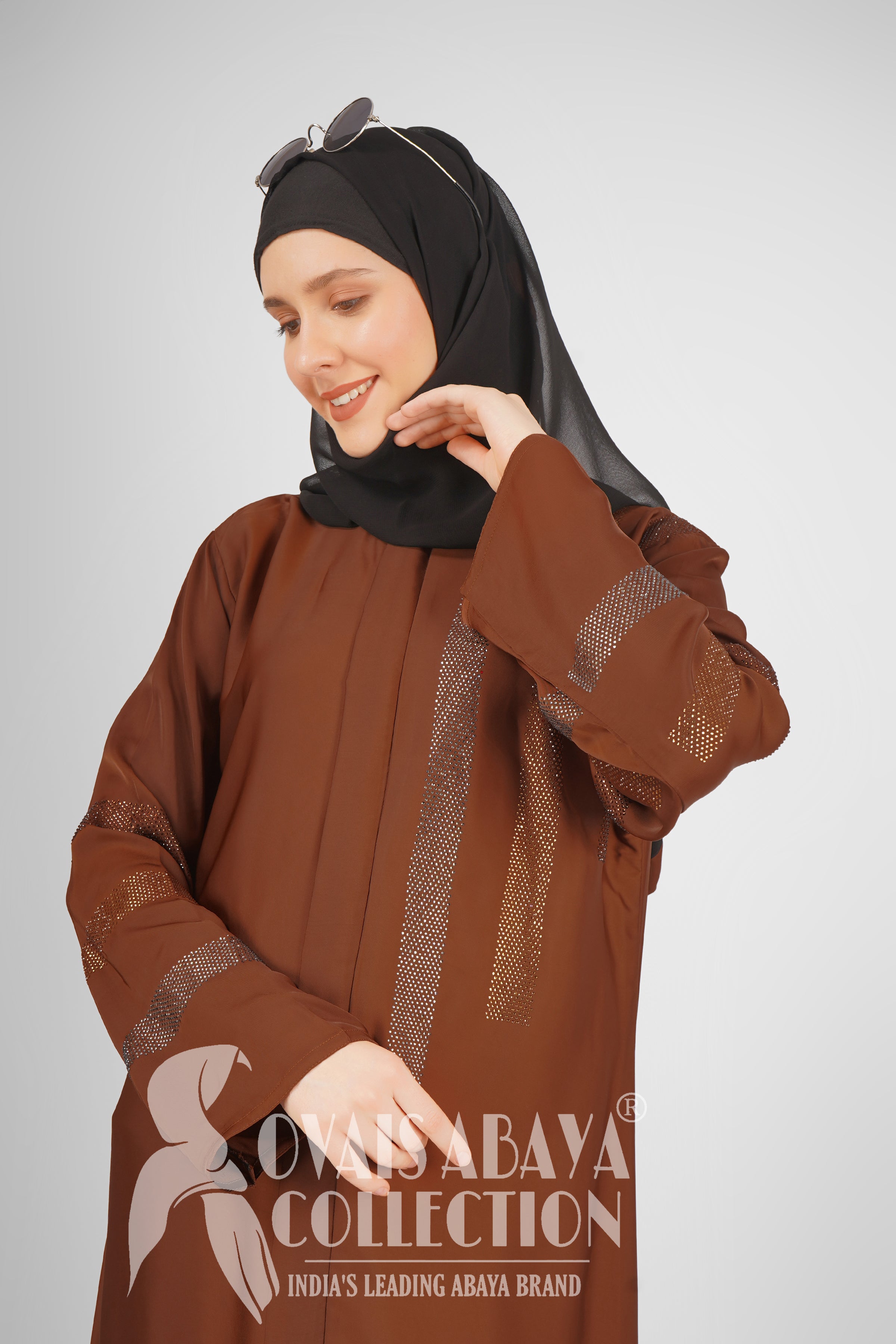 Saima Zipper Abaya MOCHA BROWN ( NEW LAUNCH )