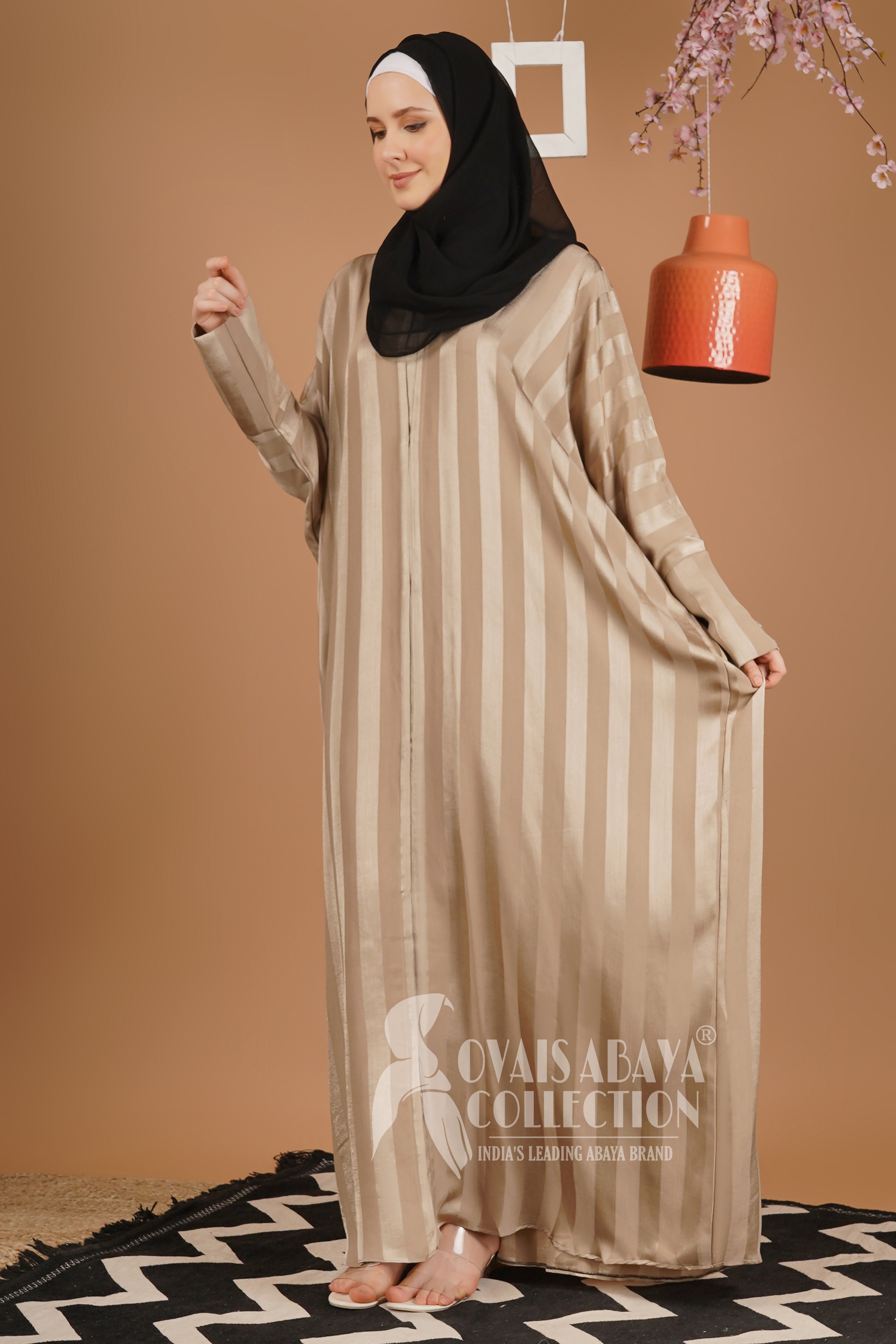 Anabia Turkish Front Open Kaftan Abaya NUDE ( NEW LAUNCH )