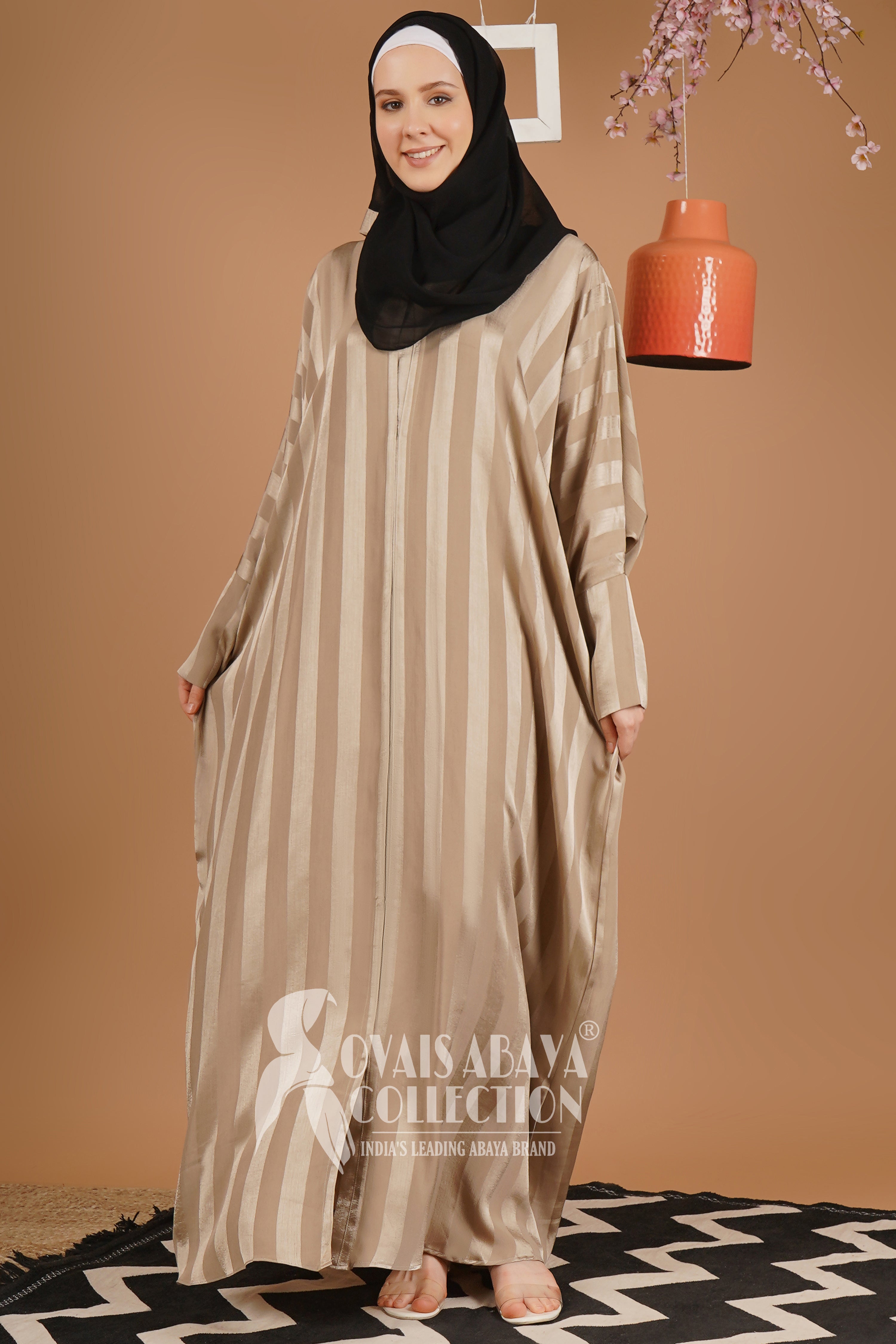 Anabia Turkish Front Open Kaftan Abaya NUDE ( NEW LAUNCH )