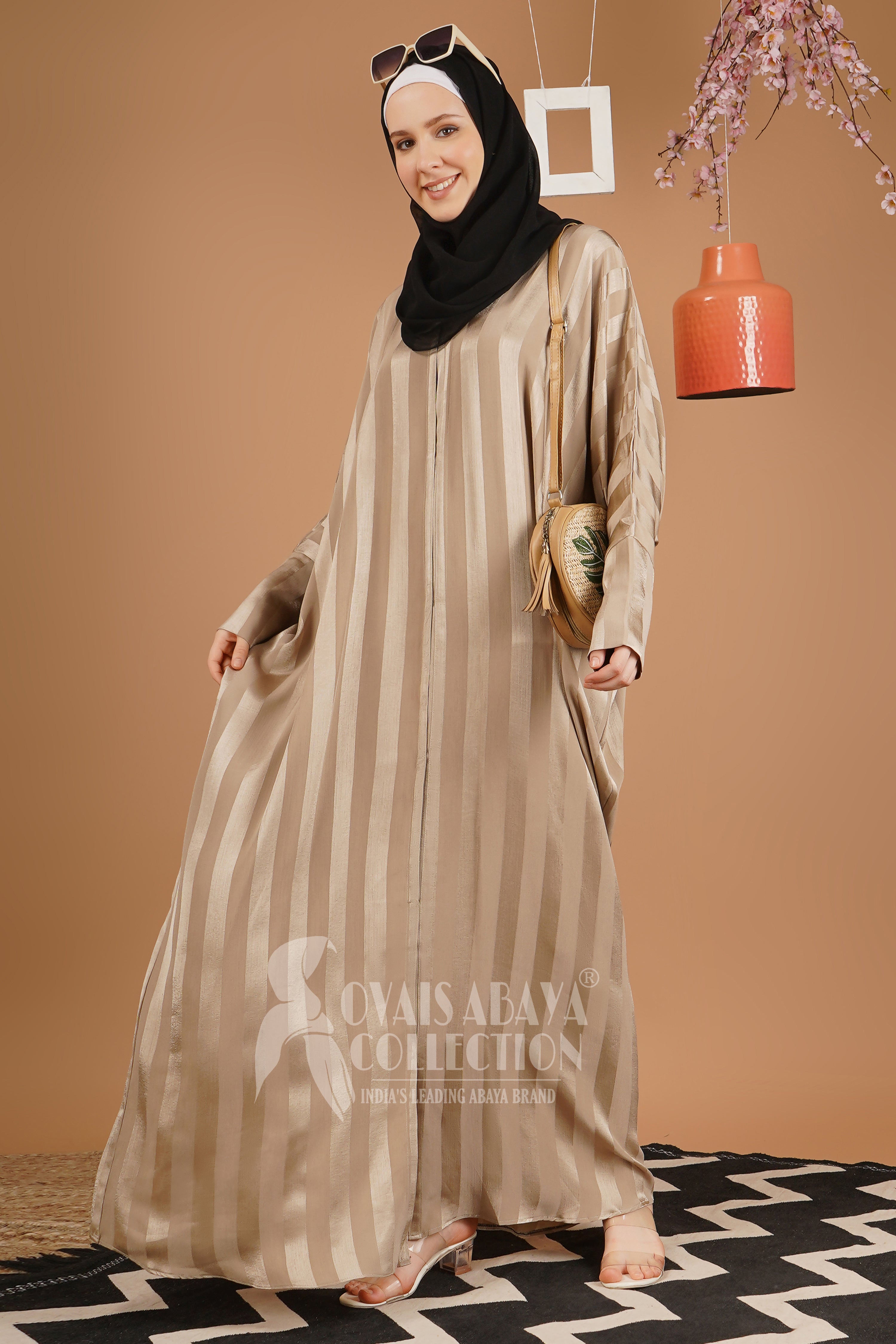 Anabia Turkish Front Open Kaftan Abaya NUDE ( NEW LAUNCH )