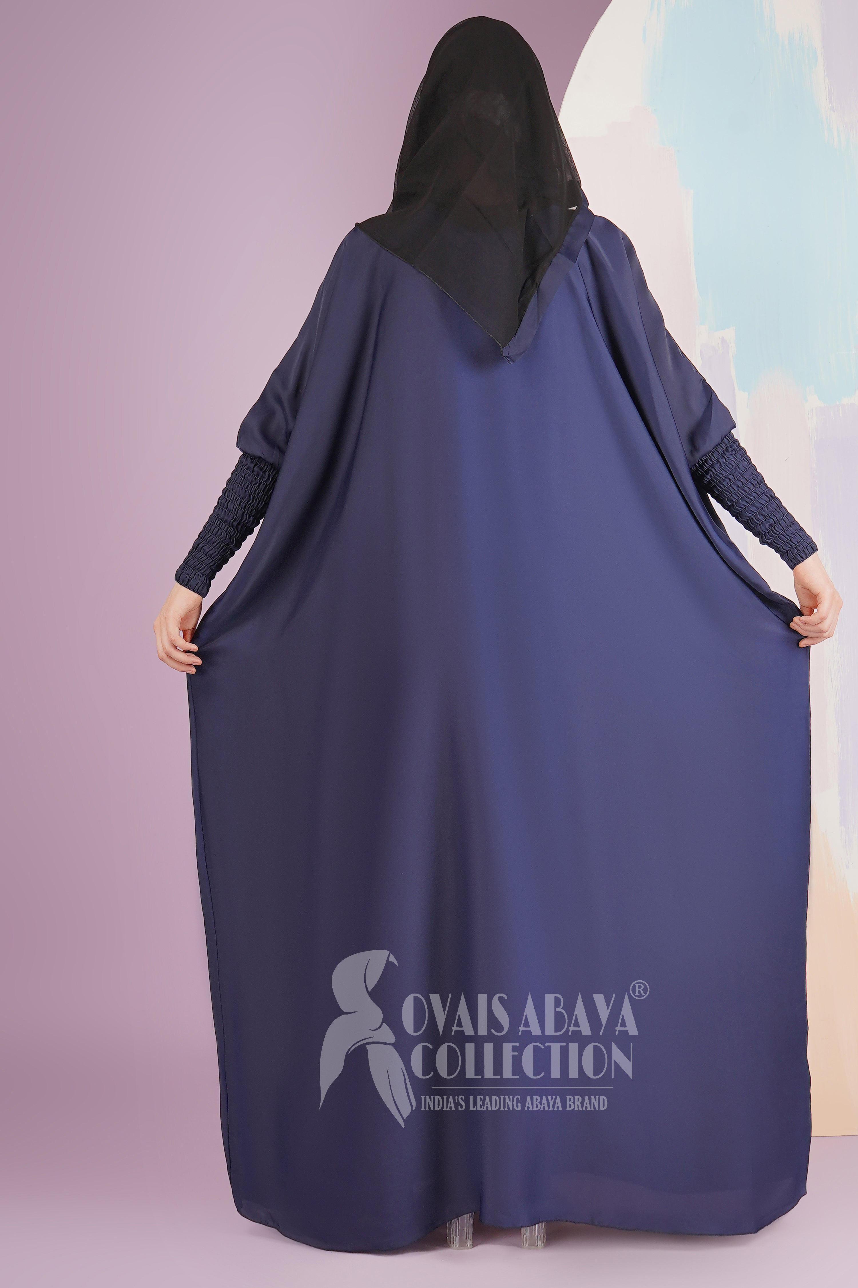 Shaziya puff Sleeves Button Kaftan Abaya - BLUE ( New Launch )