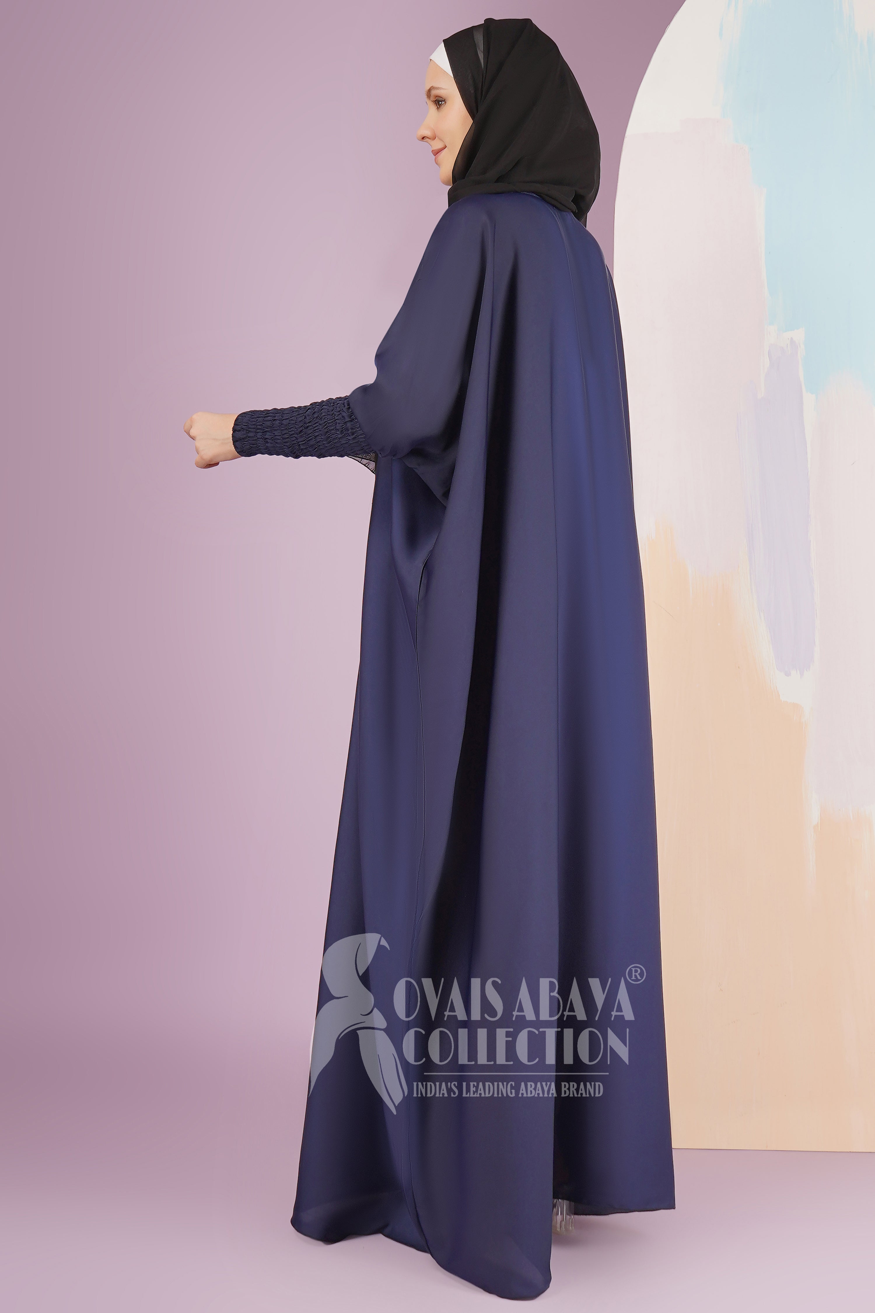 Shaziya puff Sleeves Button Kaftan Abaya - BLUE ( New Launch )