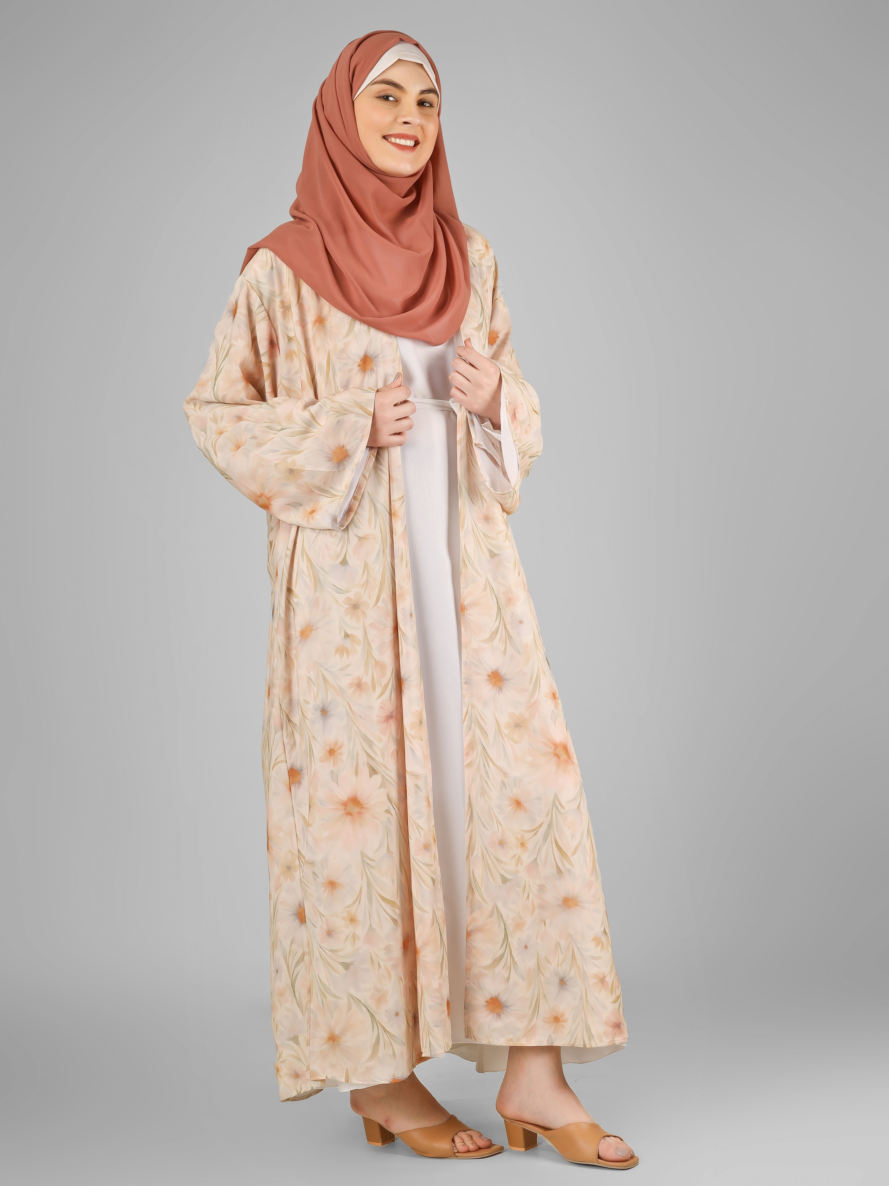SADAF DOUBLE SHRUG ABAYA | GOLDEN