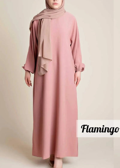 BASIC LASTIC SLEEVE ABAYA | FLAMINGO