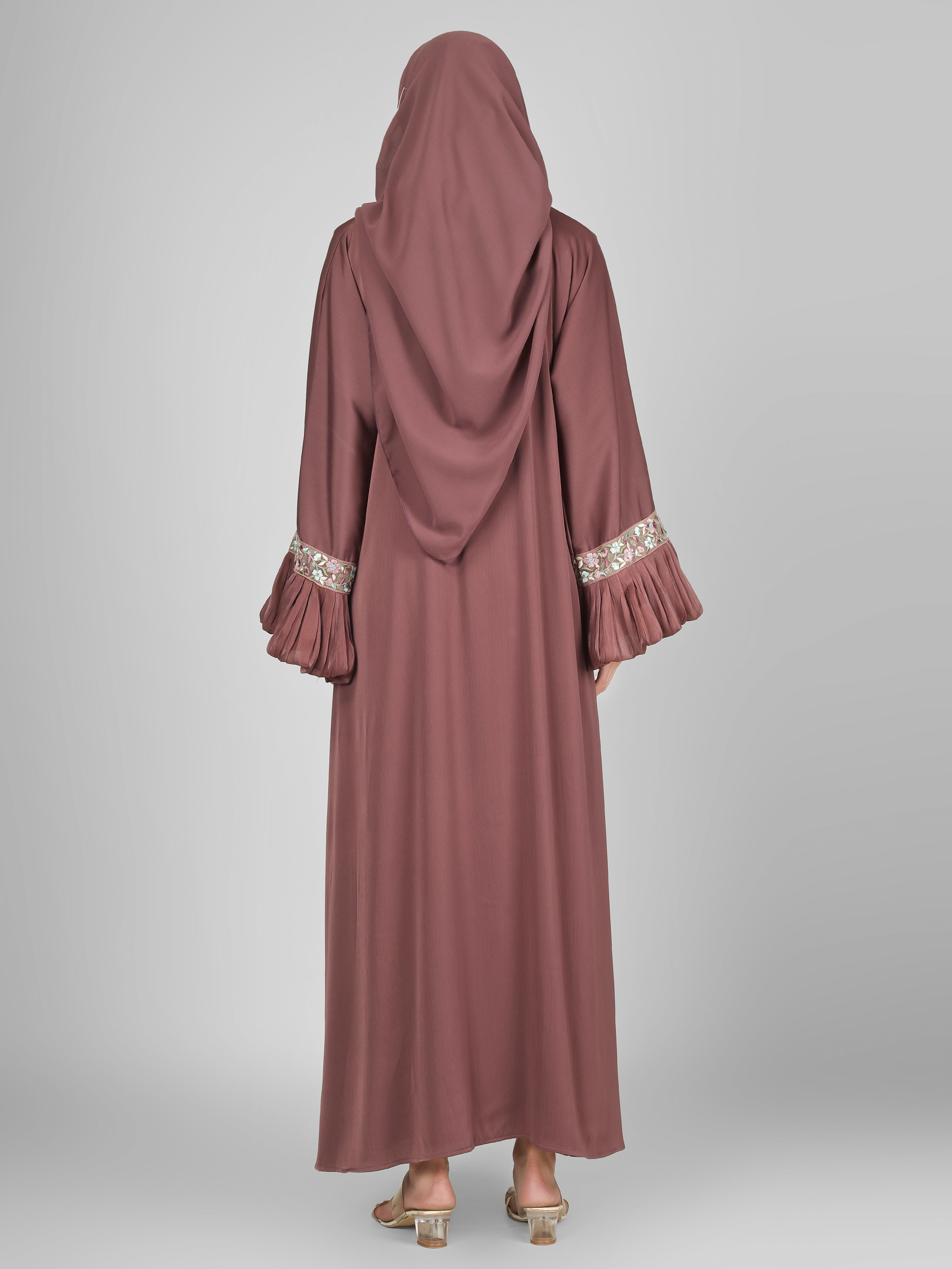 HEER ORGANZA SLEEVE ABAYA | DUSTY PINK
