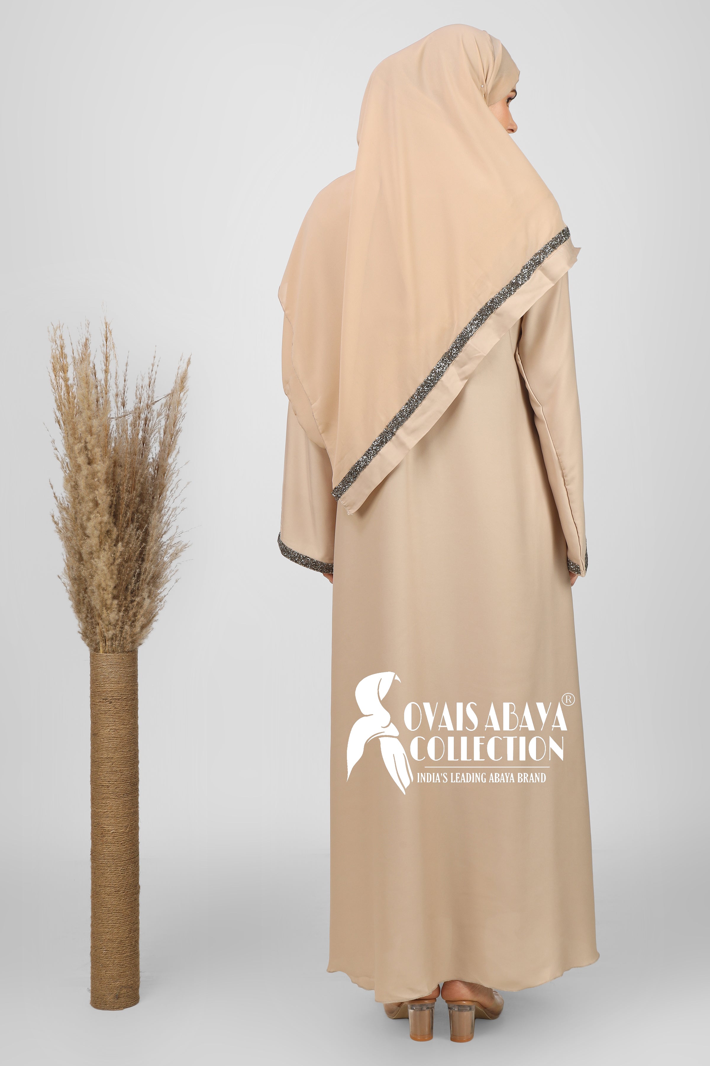 Imported Zainab Stone Lace Abaya ( NUDE SKIN )