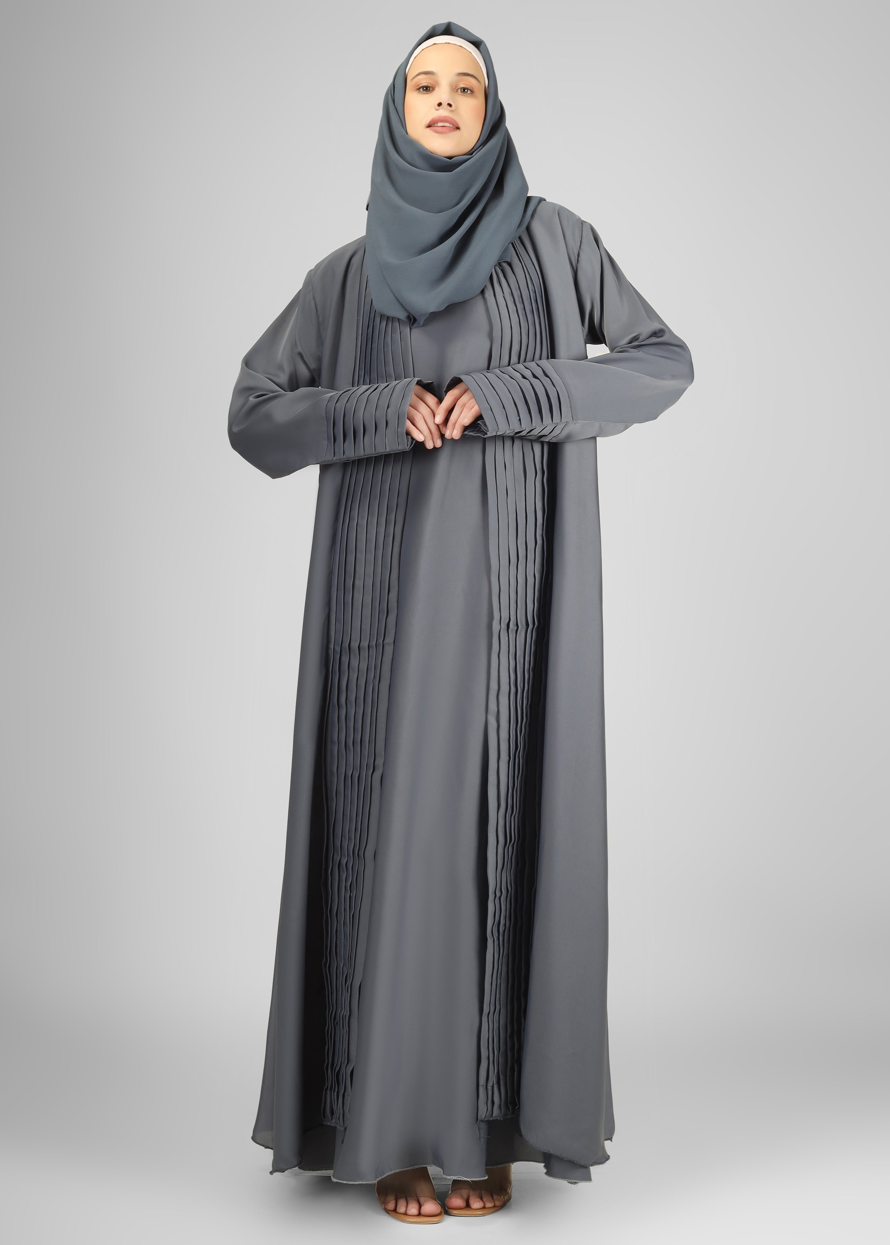 AMEERAH DOUBLE SHRUG ABAYA | GRAY