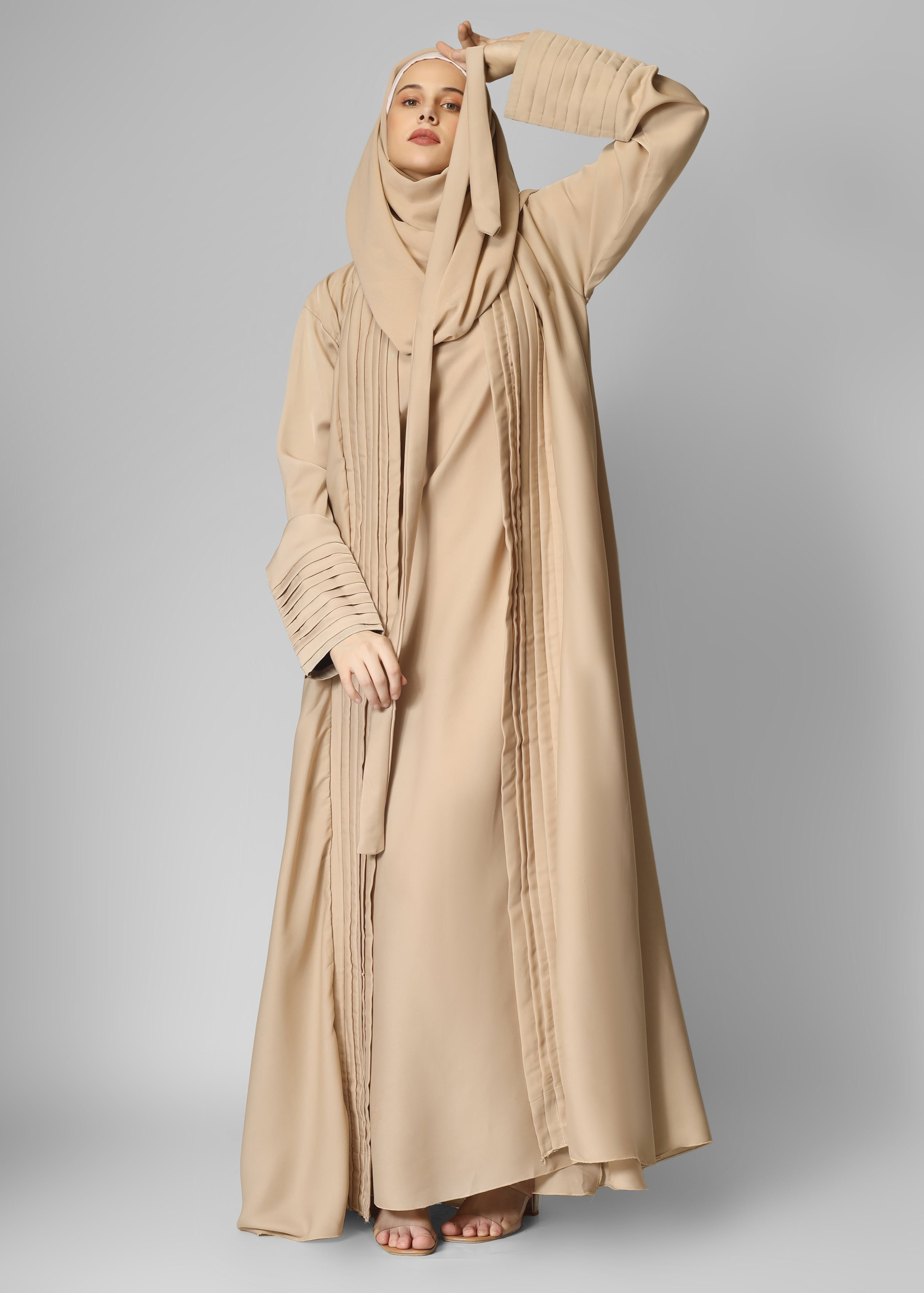 AMEERAH DOUBLE SHRUG ABAYA | NUDE
